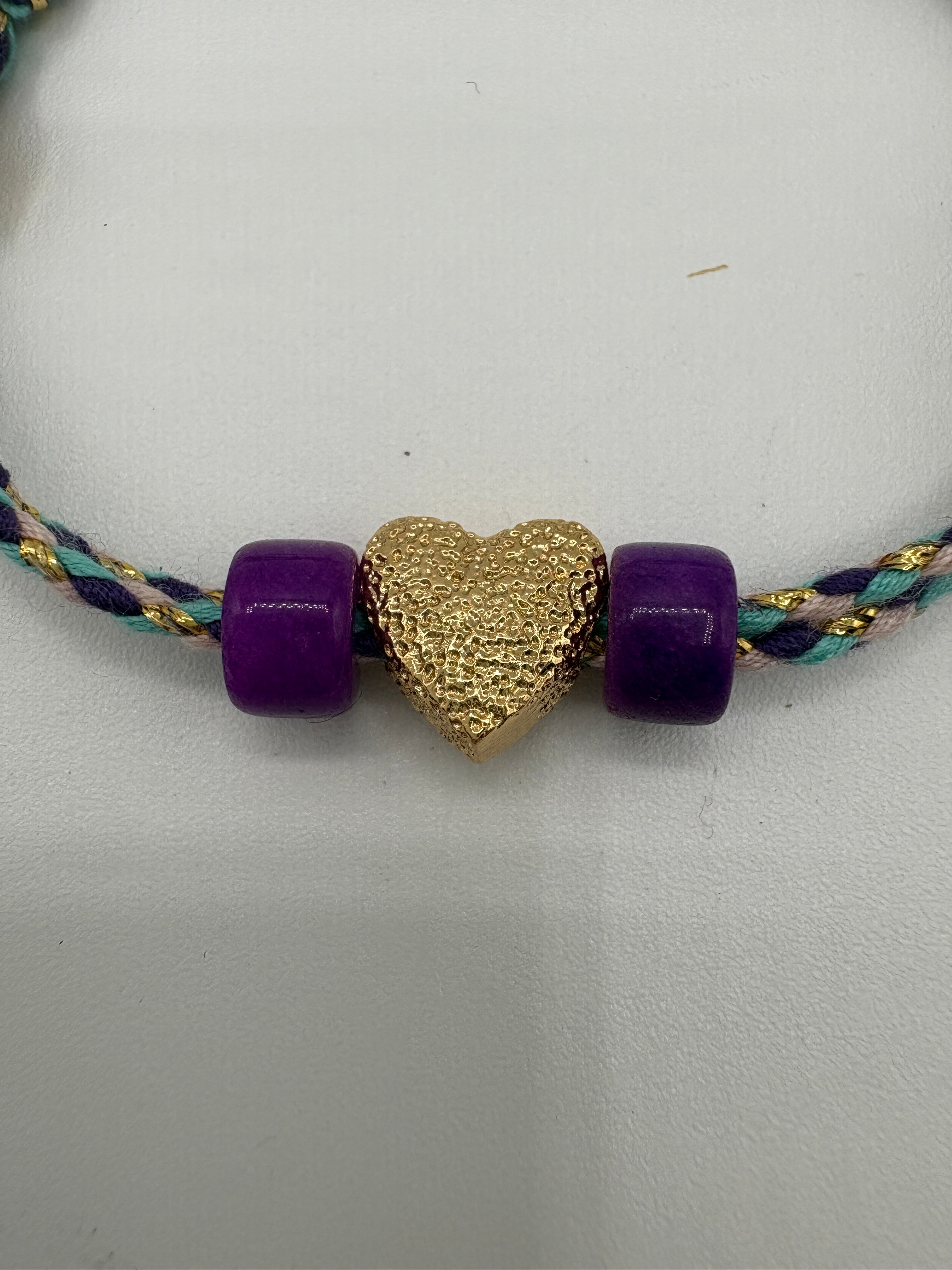 Bracciale beads con cuore dorato