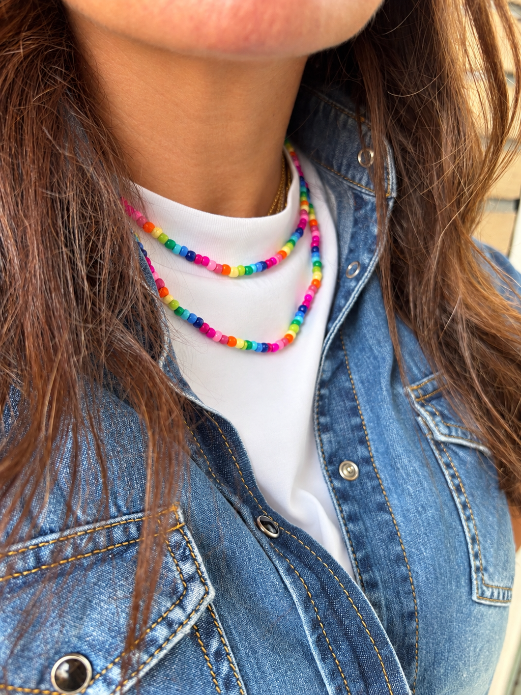 Collana doppia perline arcobaleno
