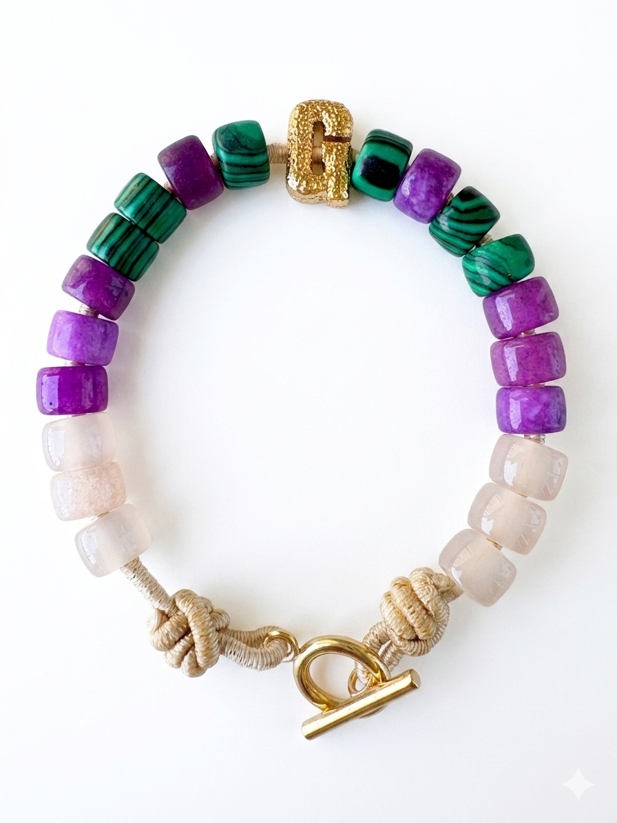 Bracciale beads colorati con iniziale