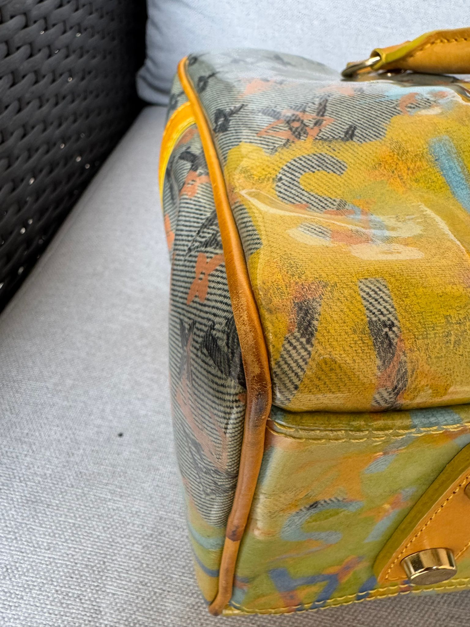 Louis Vuitton Weekender PM Monogram Pulp Canvas dell'edizione limitata Primavera/Estate 2008 in collaborazione con Richard Prince.
