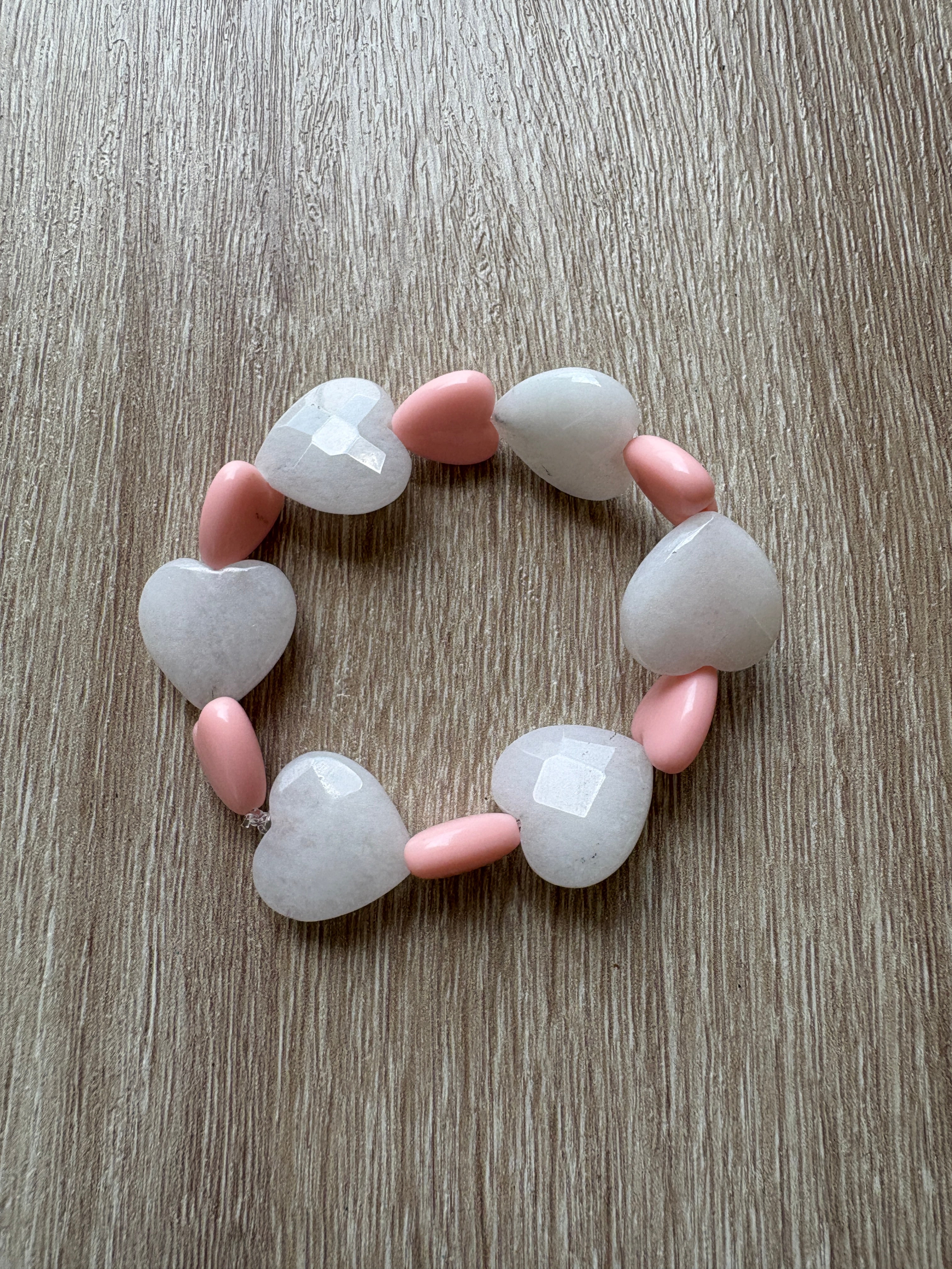 Bracciale Heart quarzo rosa e resina