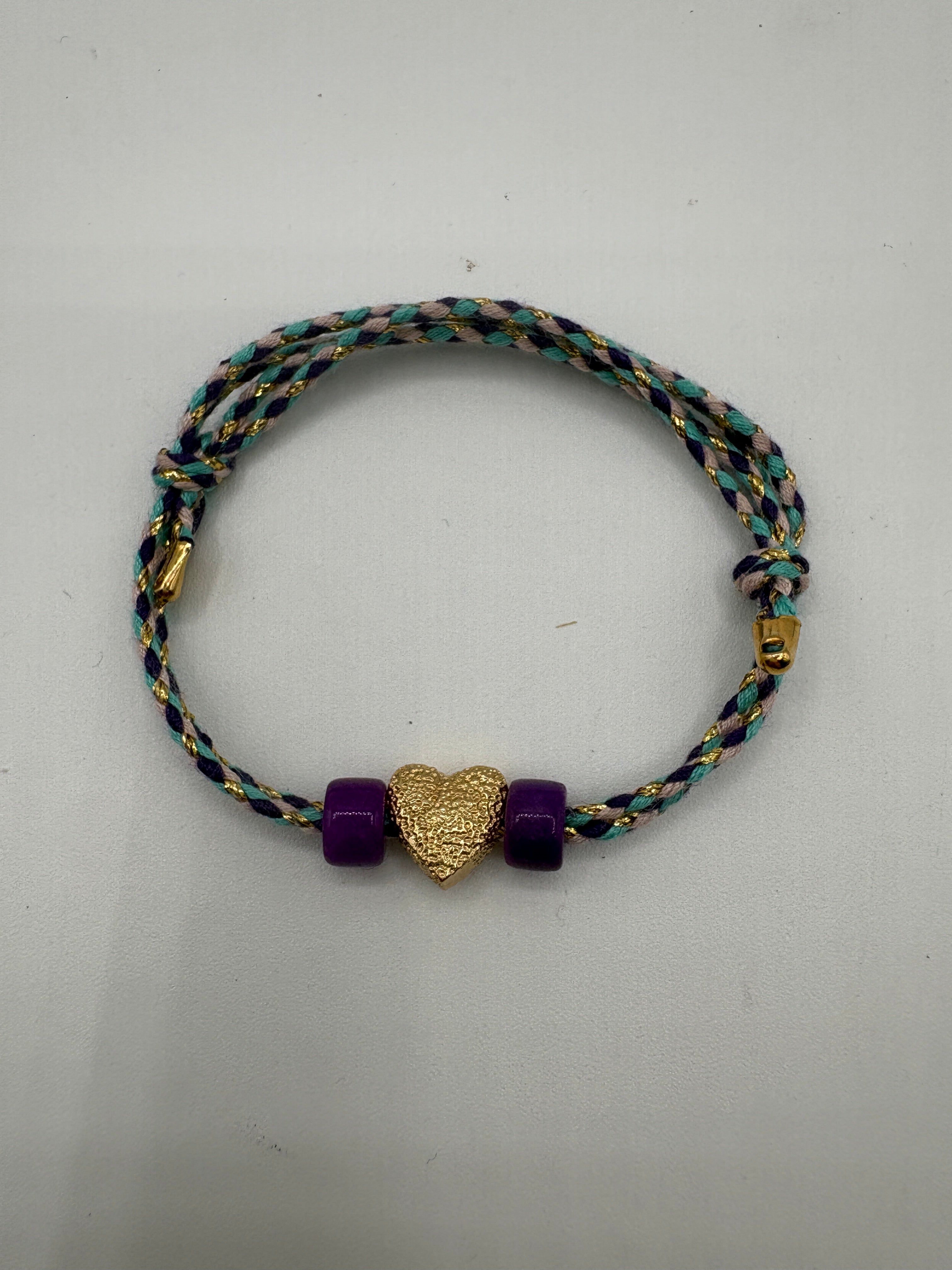 Bracciale beads con cuore dorato