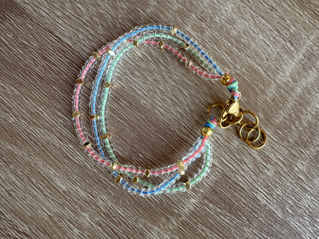 Bracciale triplo cristallo e filo colorato