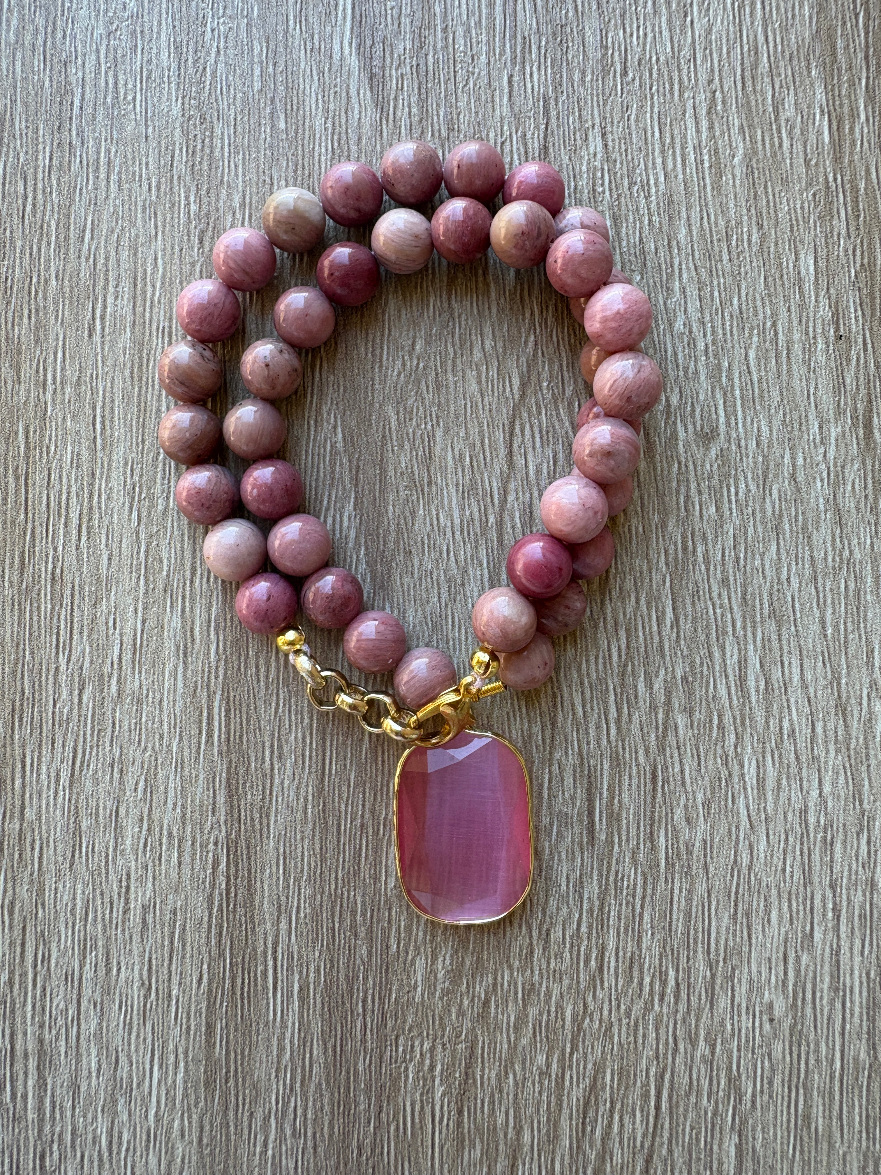 Bracciale doppio/ collana rodonite