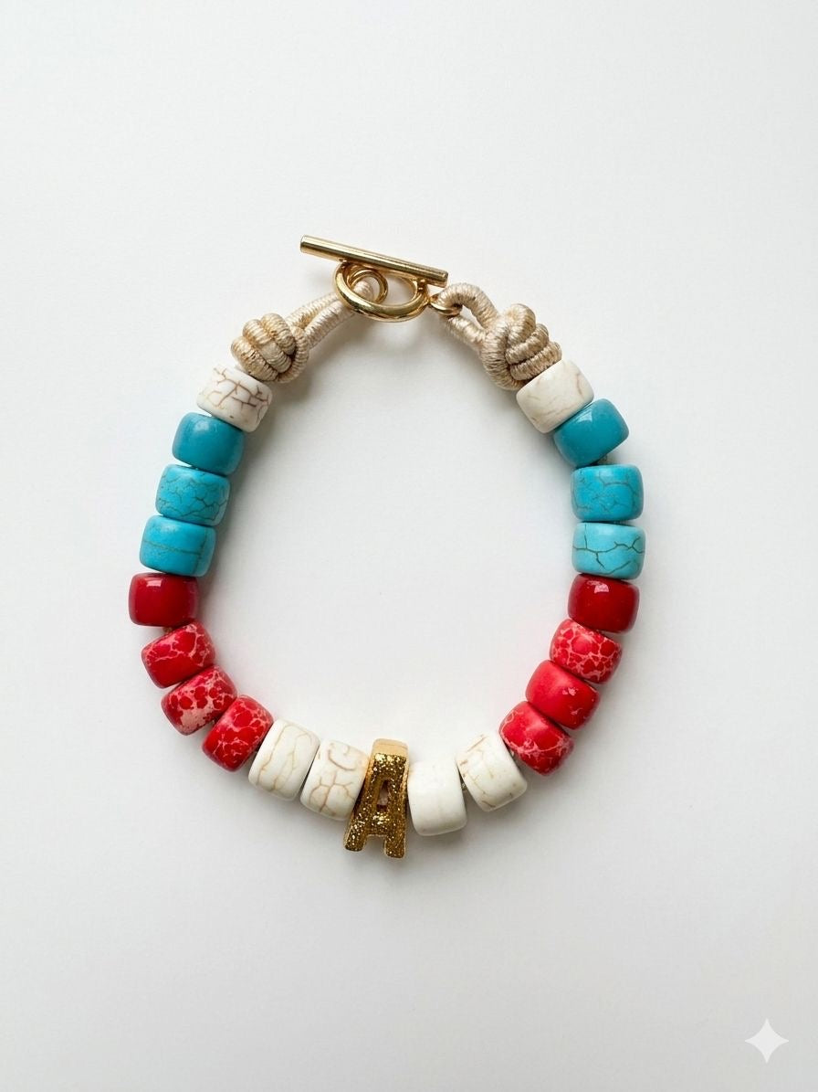Bracciale beads colorati con lettera