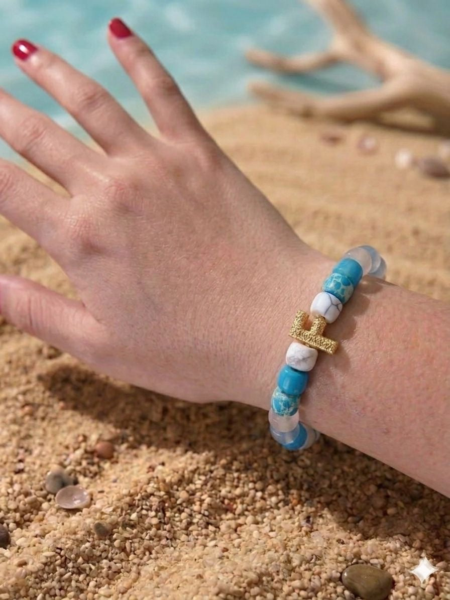 Bracciale beads colorati con iniziale