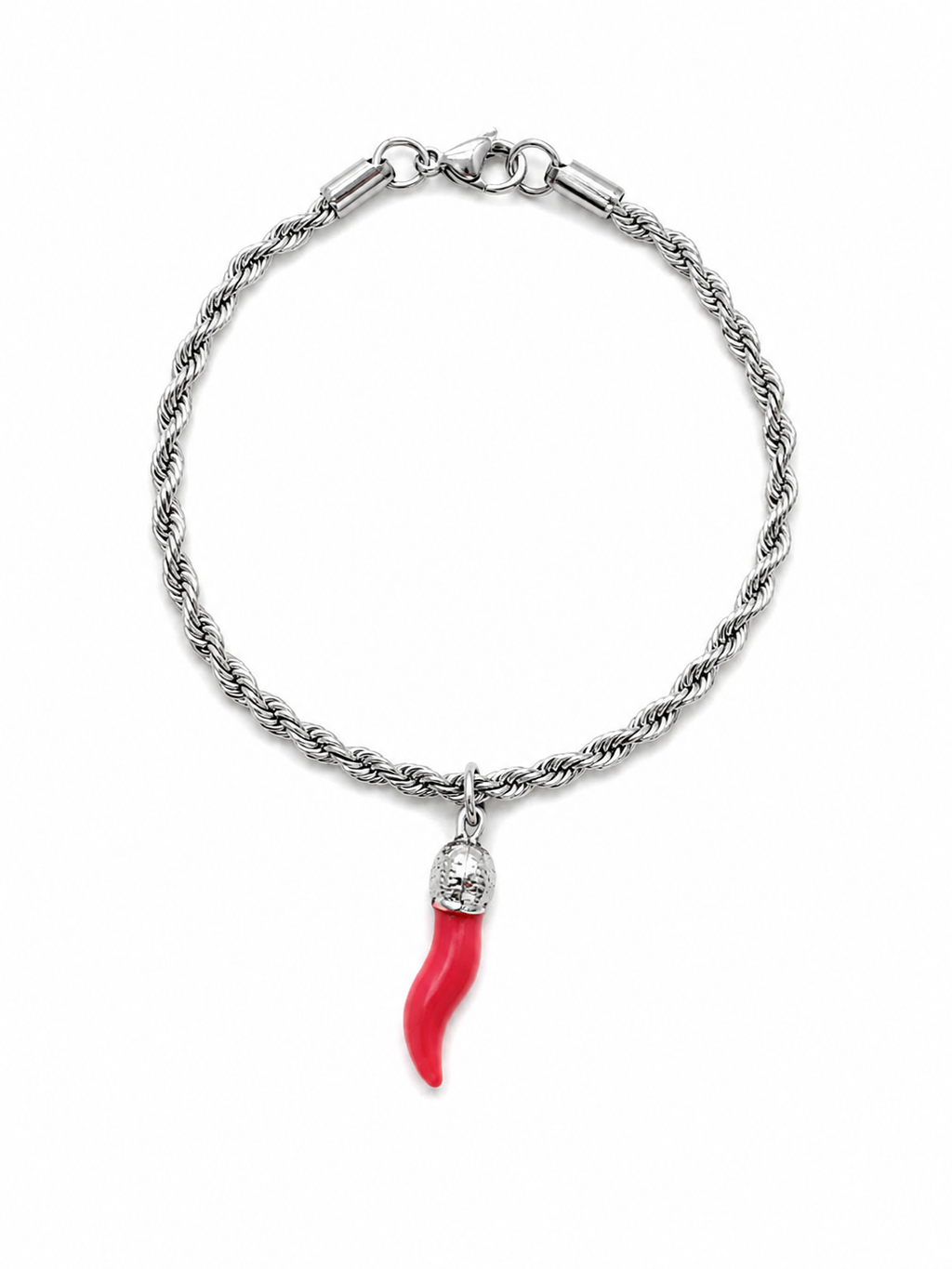 Bracciale maglia marina con corno fucsia