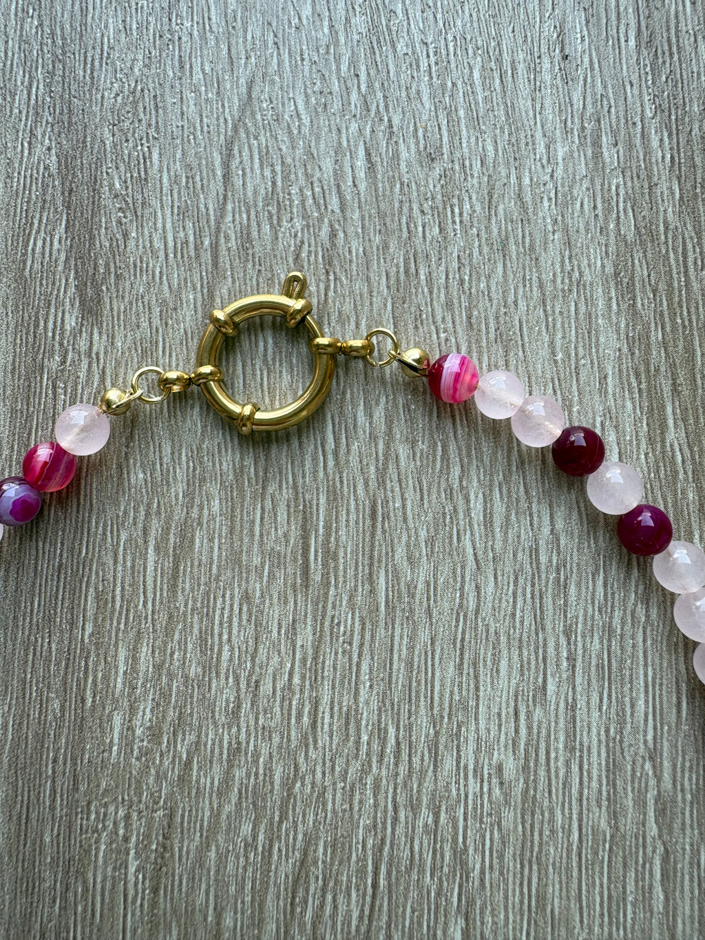 Collana Agata fucsia e quarzo rosa