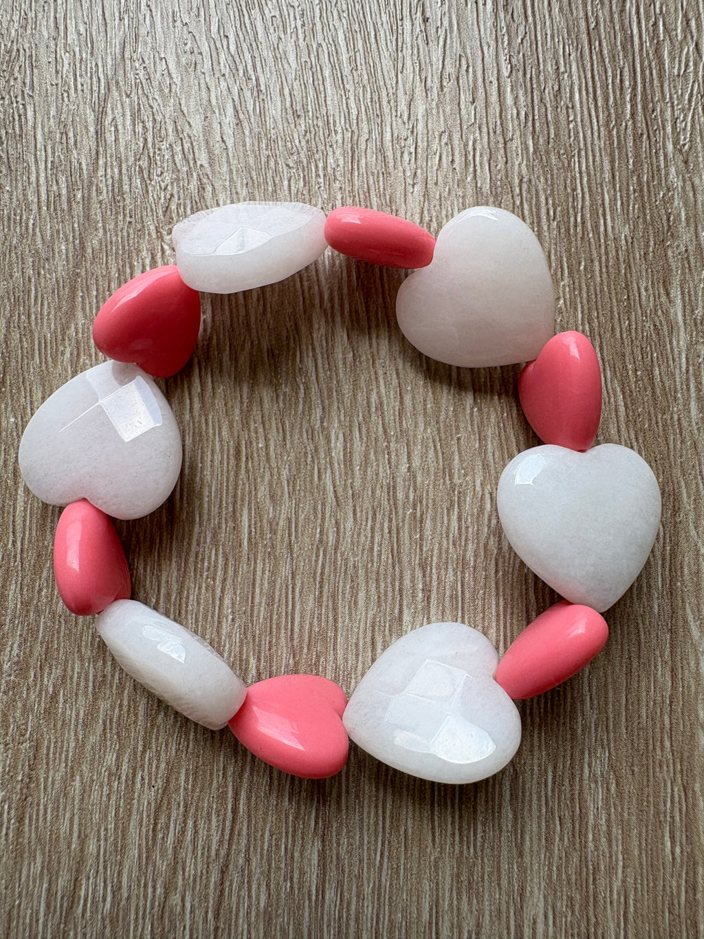 Bracciale Heart quarzo rosa e resina