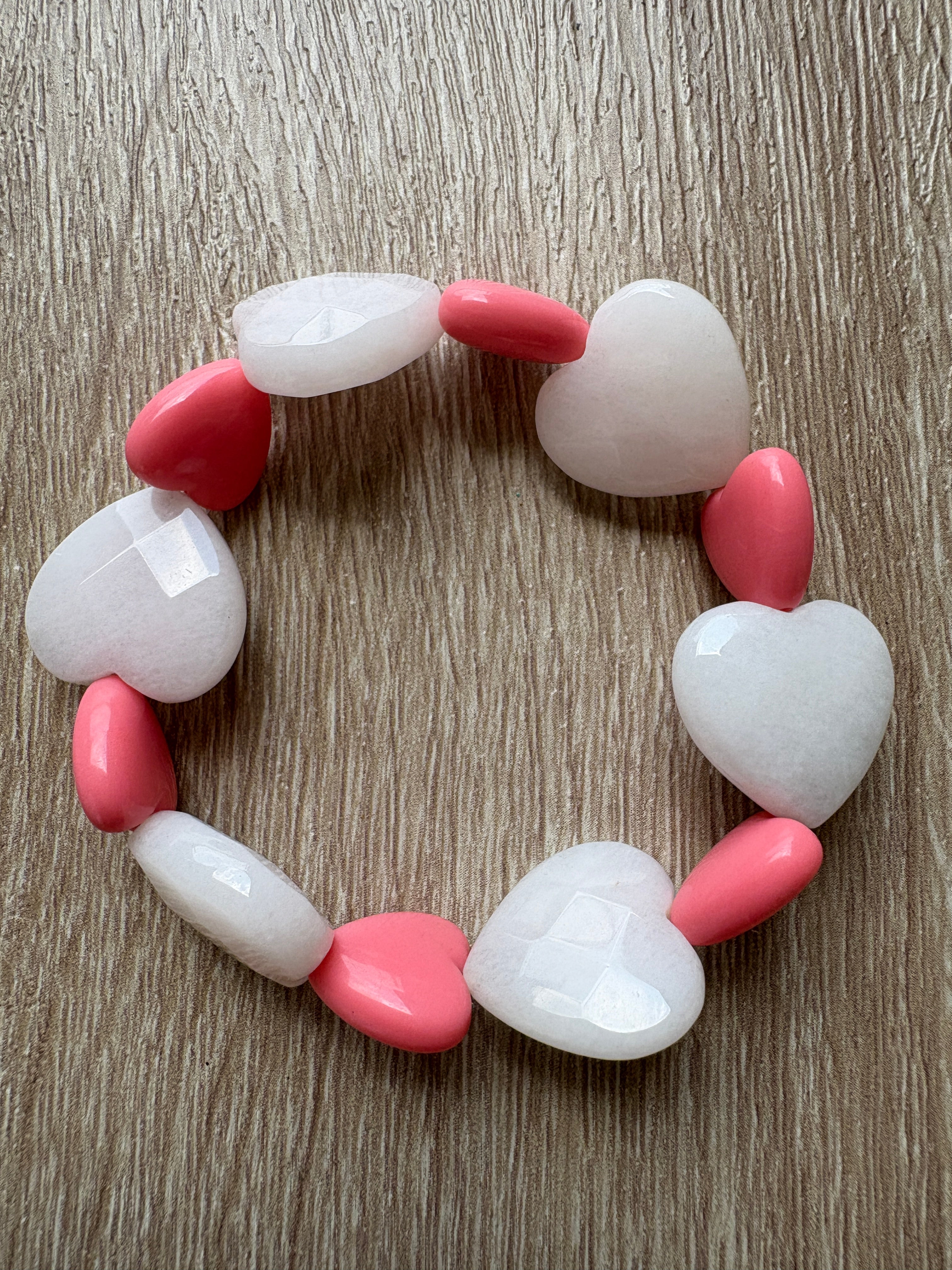 Bracciale Heart quarzo rosa e resina