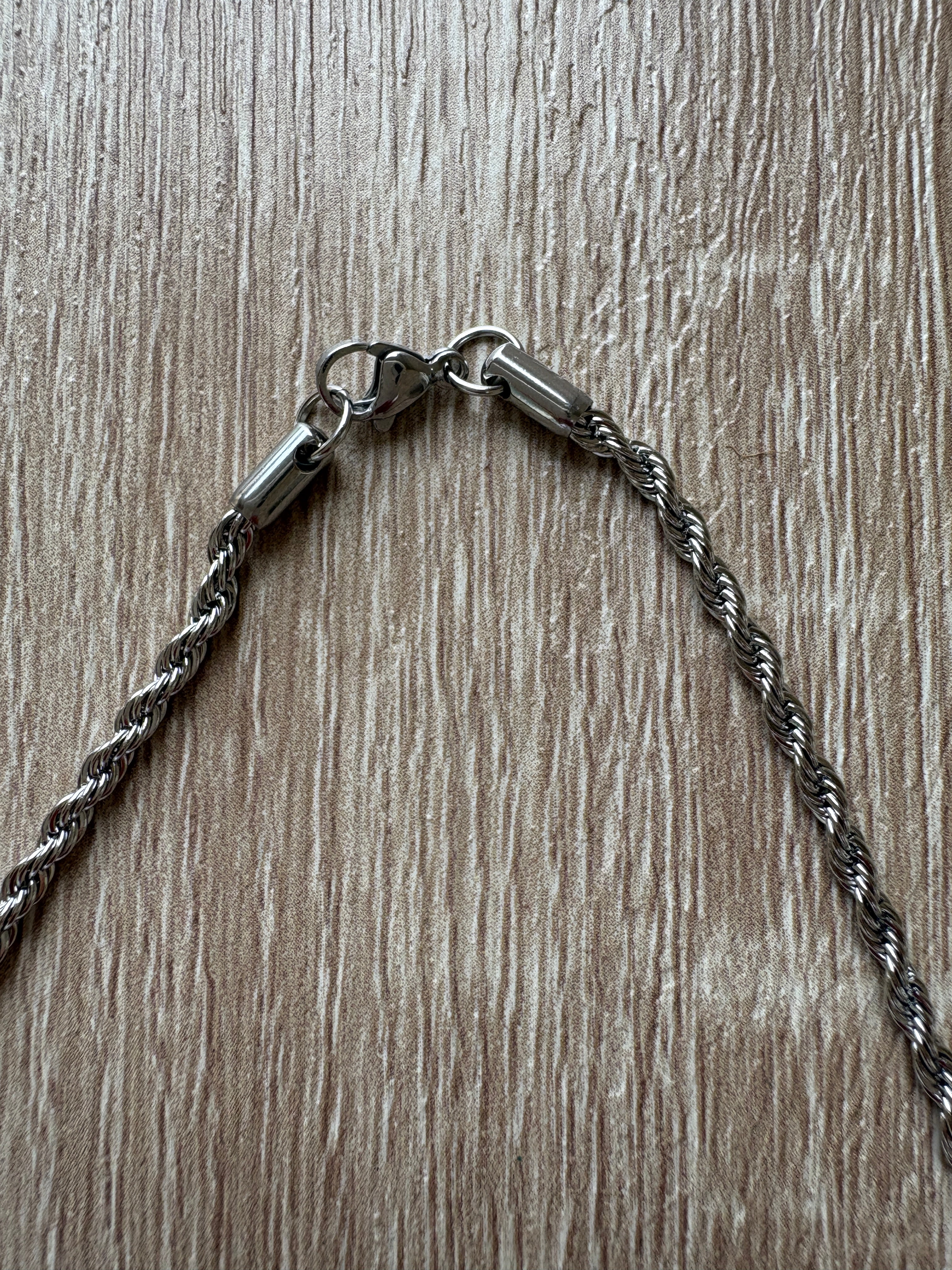 Collana in acciaio , maglia marinara e cornetto turchese