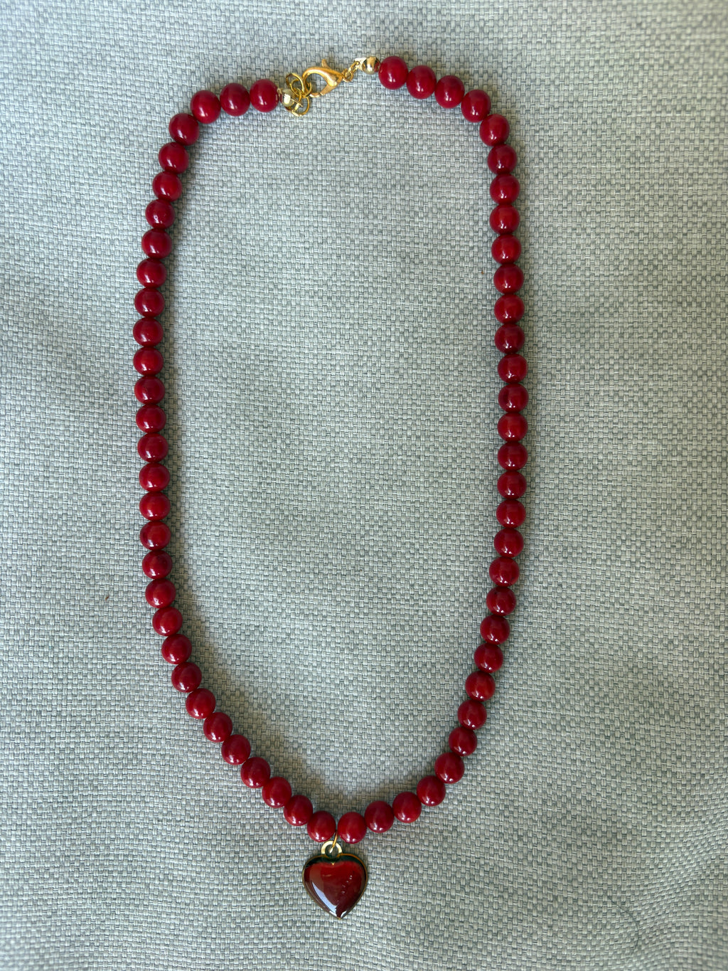 Collana in Agata rossa con ciondolo a cuore