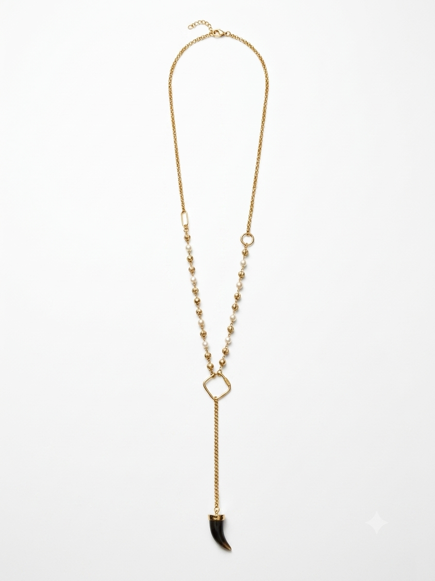 Collana corno in acciaio dorato