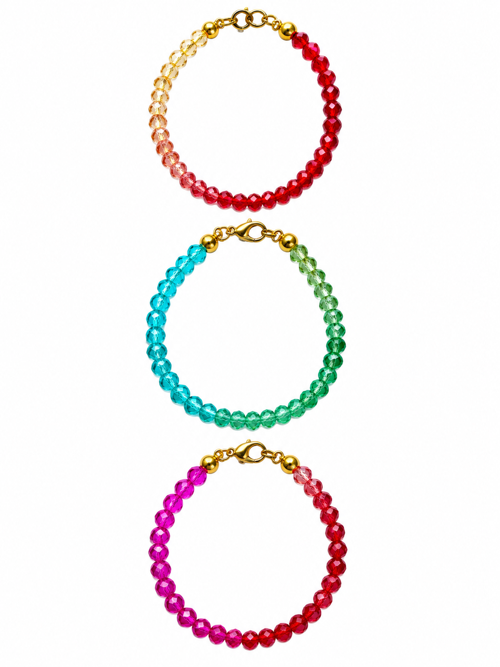 Tris di bracciali cristalli arcobaleno