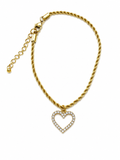 Bracciale maglia marinara , charm cuore