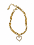 Bracciale in acciaio con cuore di strass