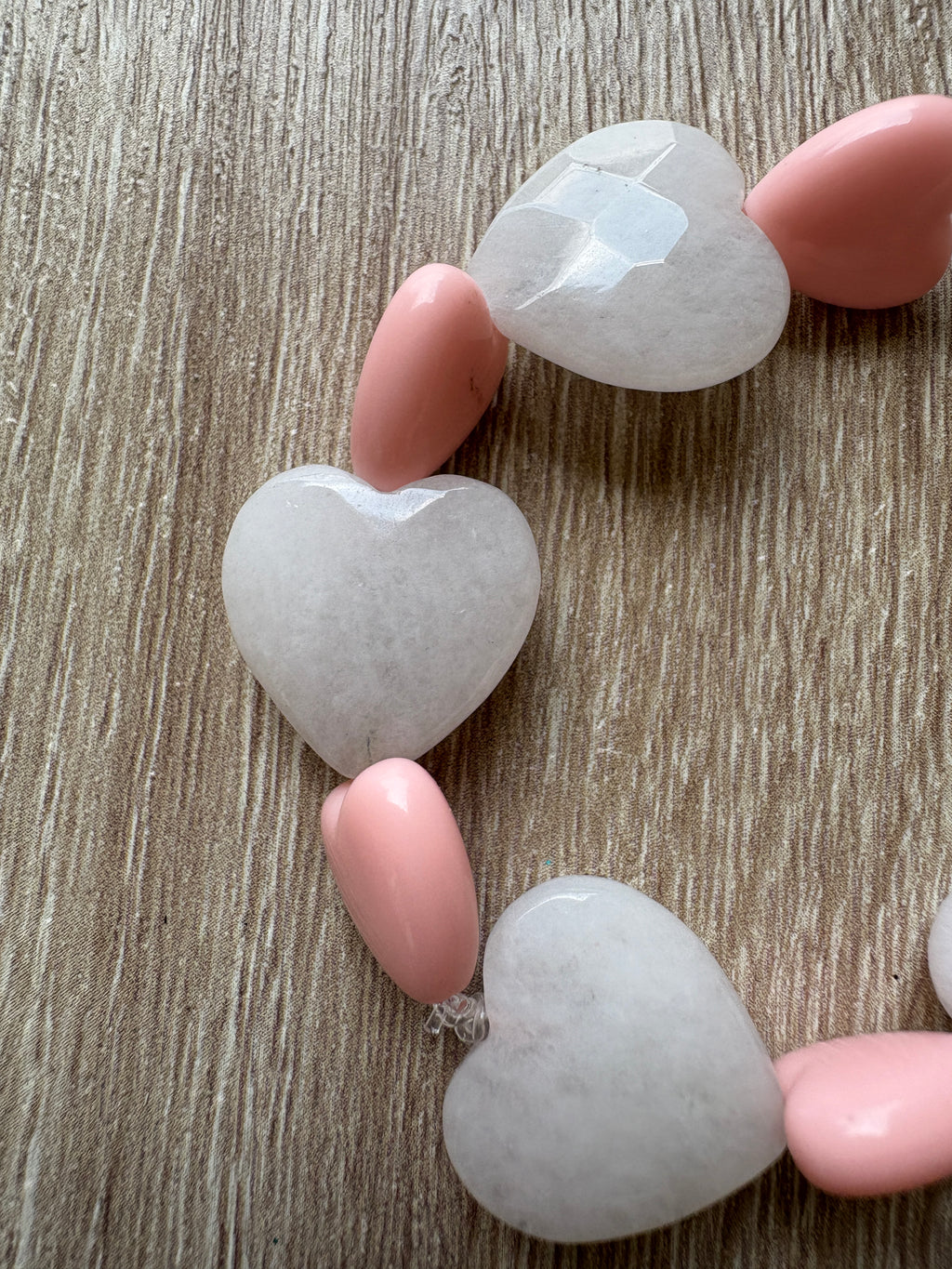 Bracciale Heart quarzo rosa e resina