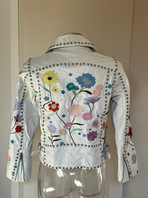 Asos giacca pelle ricamata a mano