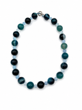 Collana maxi bowls Agata azzurra e sfere in calcedonio