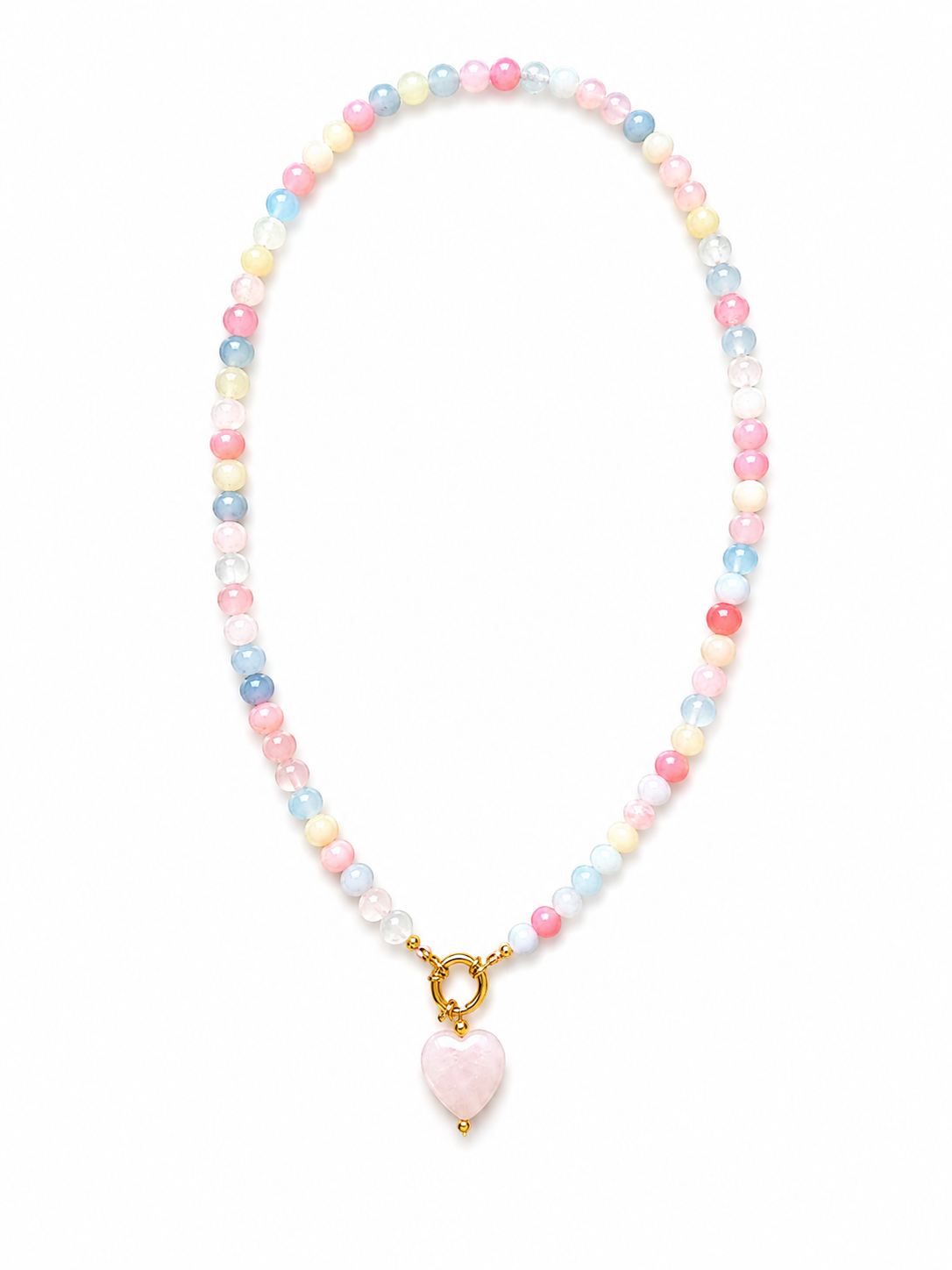 Collana quarzo rosa e Agata colorata