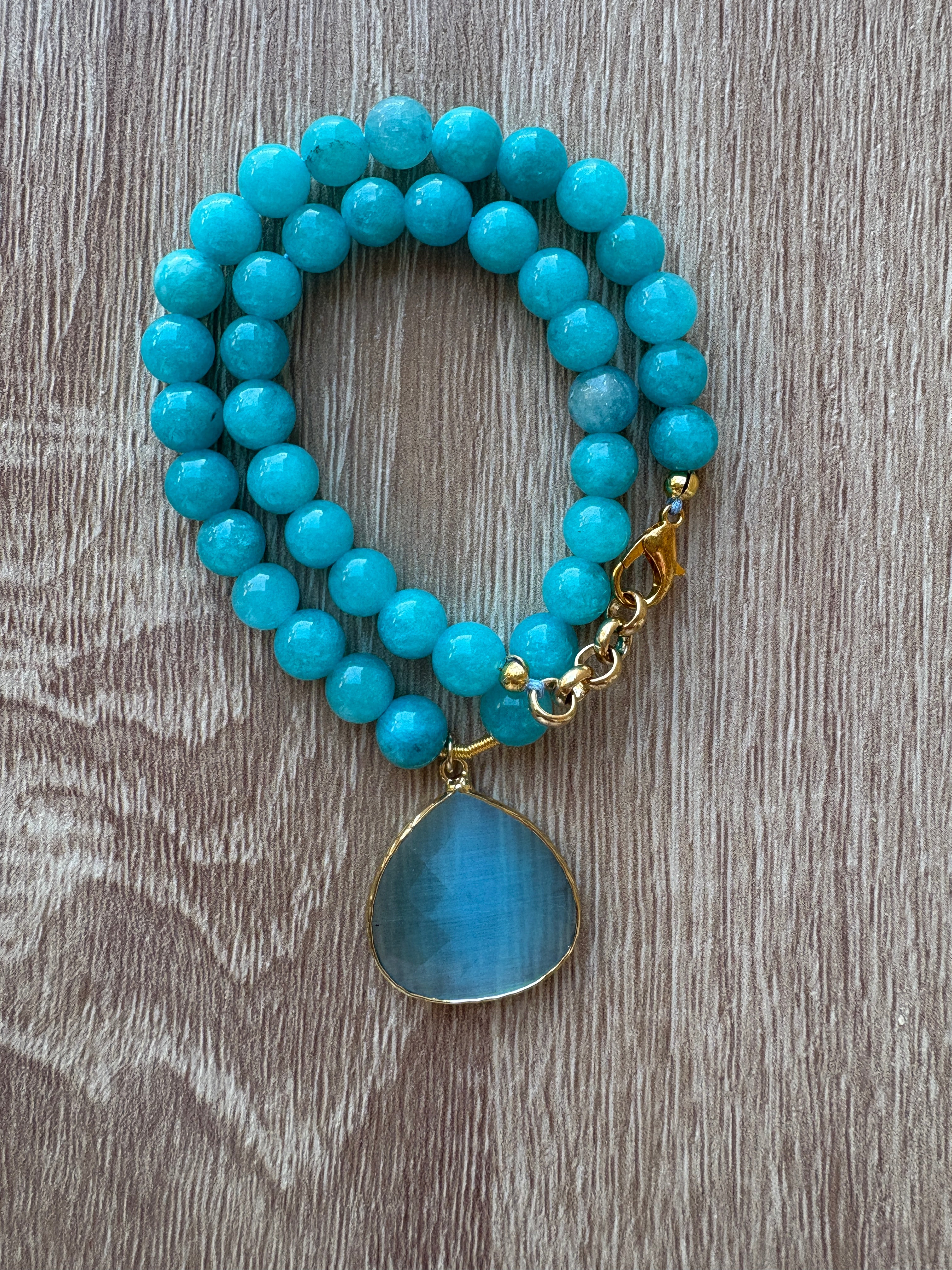 Bracciale / collana Agata azzurra