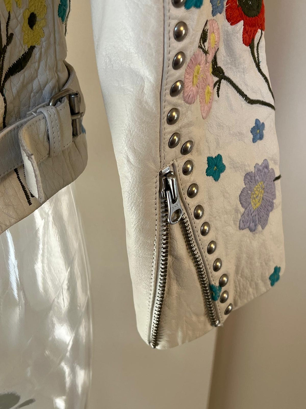 Asos giacca pelle ricamata a mano