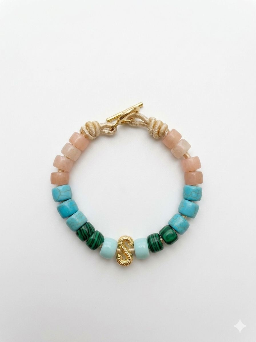 Bracciale beads  colorati con lettera