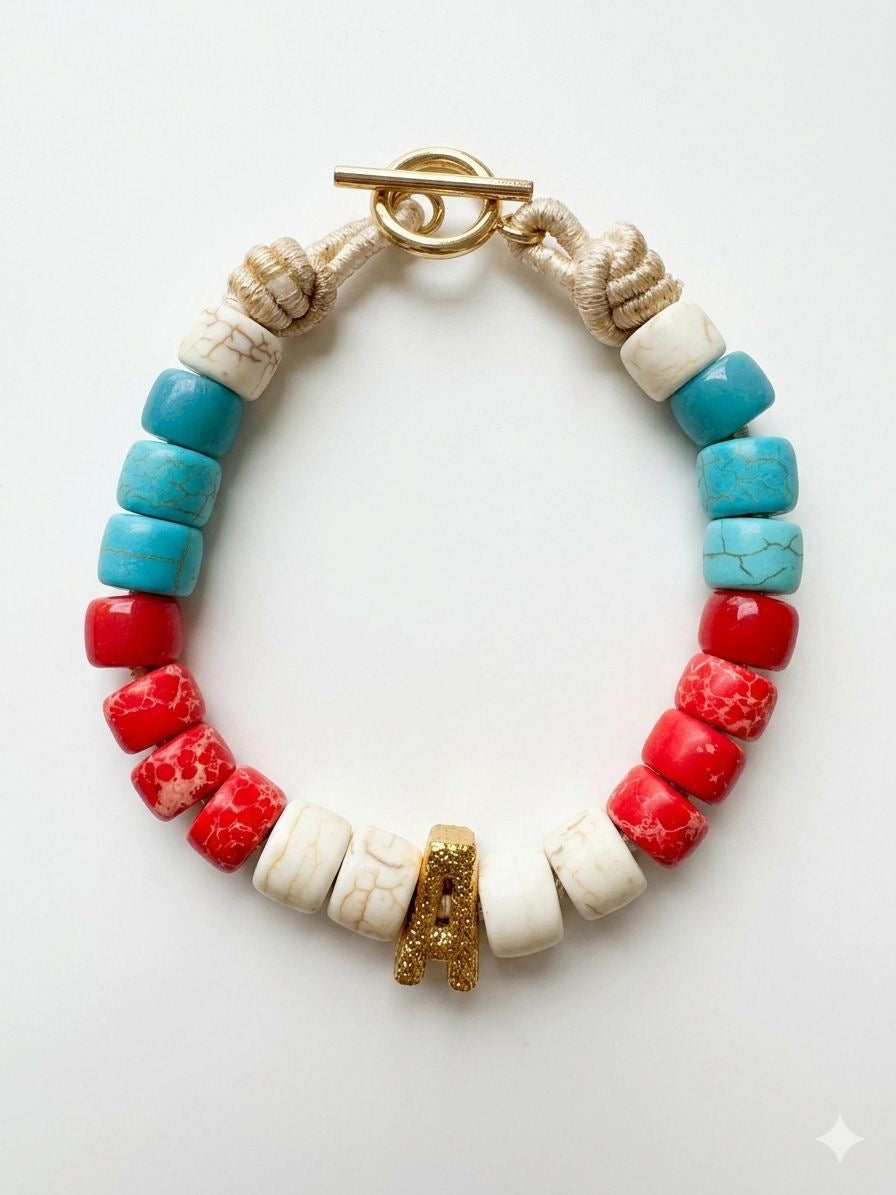 Bracciale beads colorati con lettera
