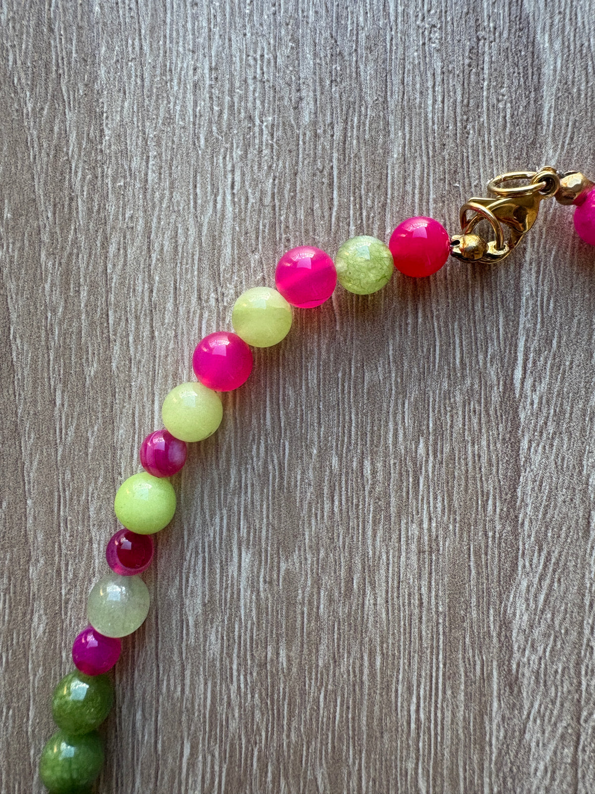 Collana citrino, quarzo verde e Agata fucsia