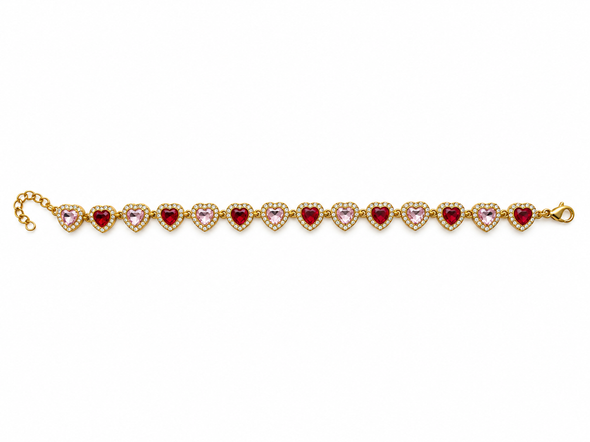 Bracciale cuori pinik & red