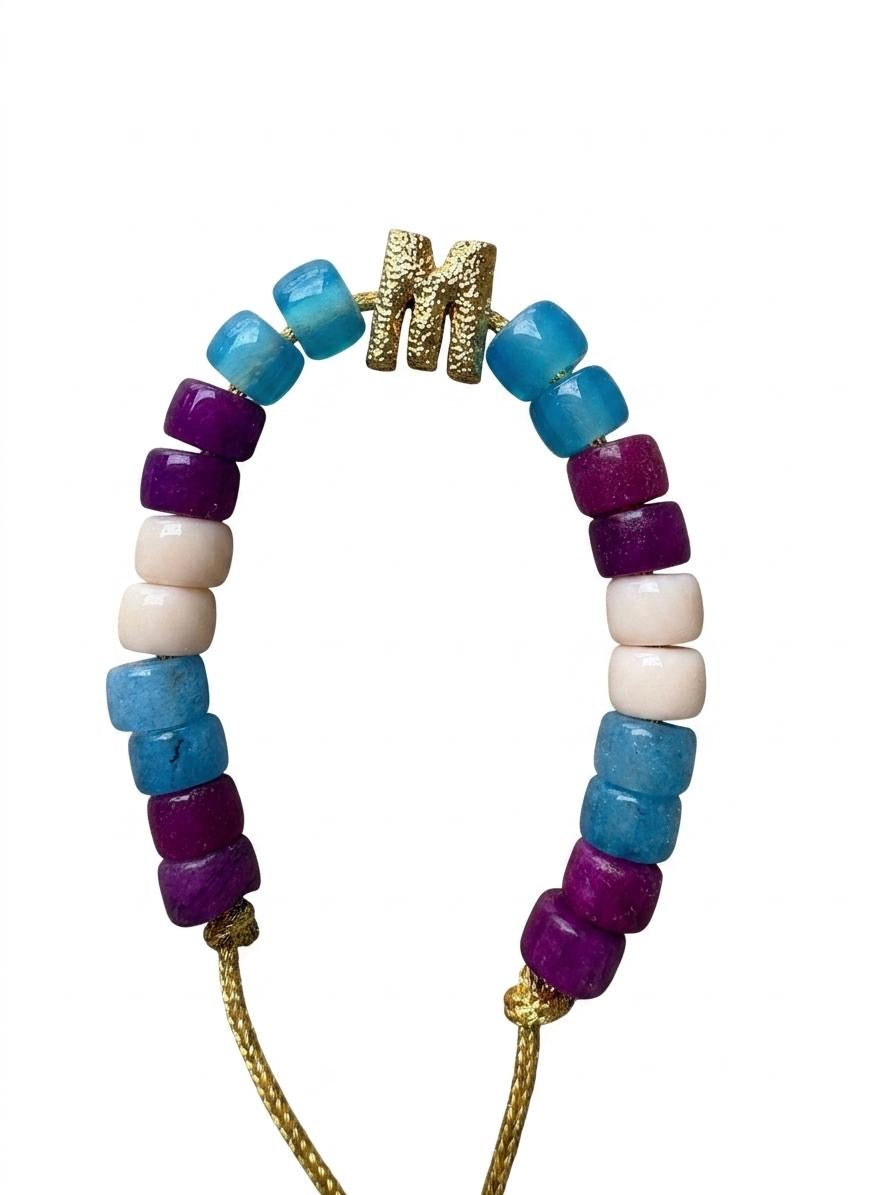 Bracciale beads con iniziale