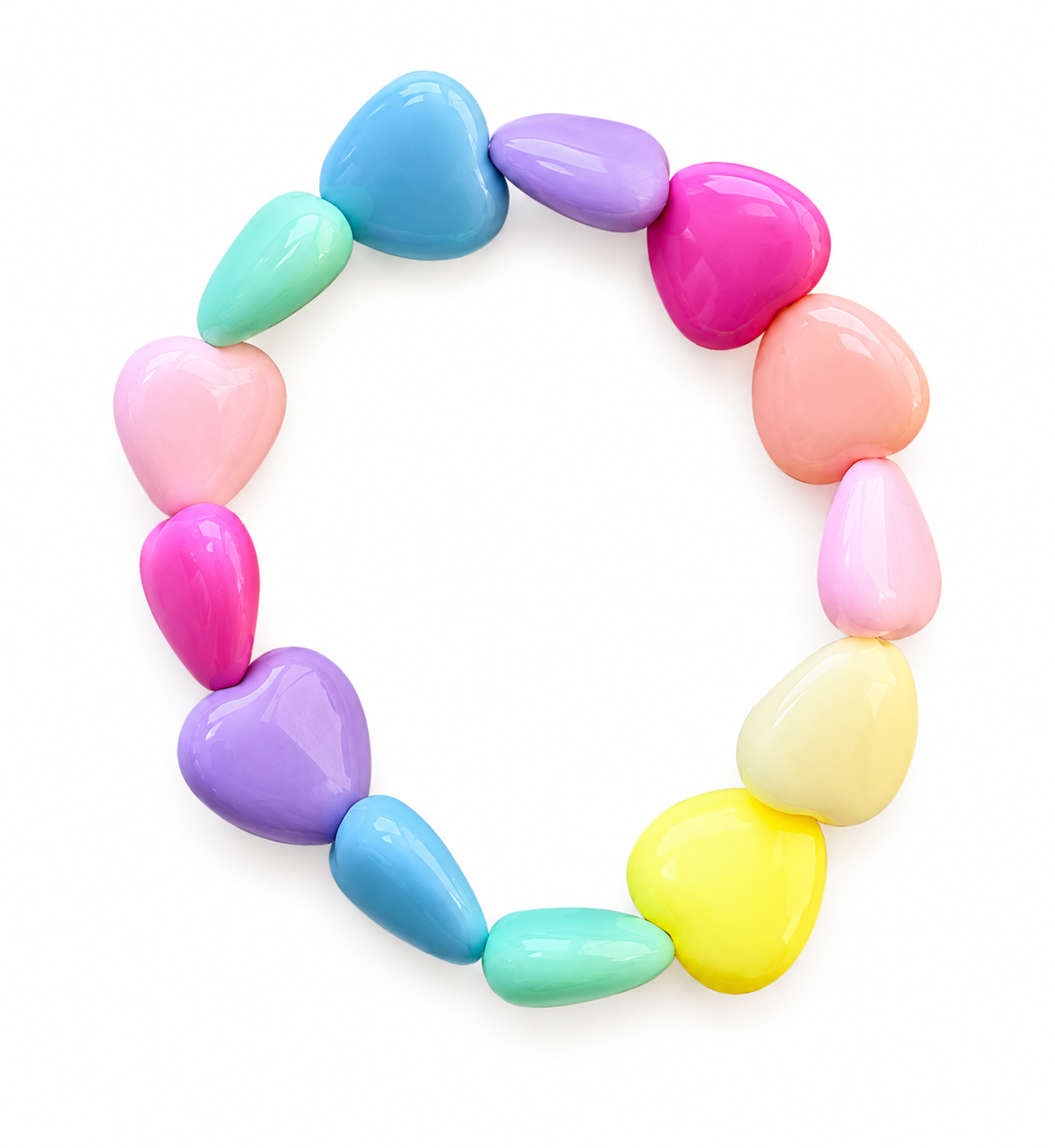Bracciale cuori resina arcobaleno