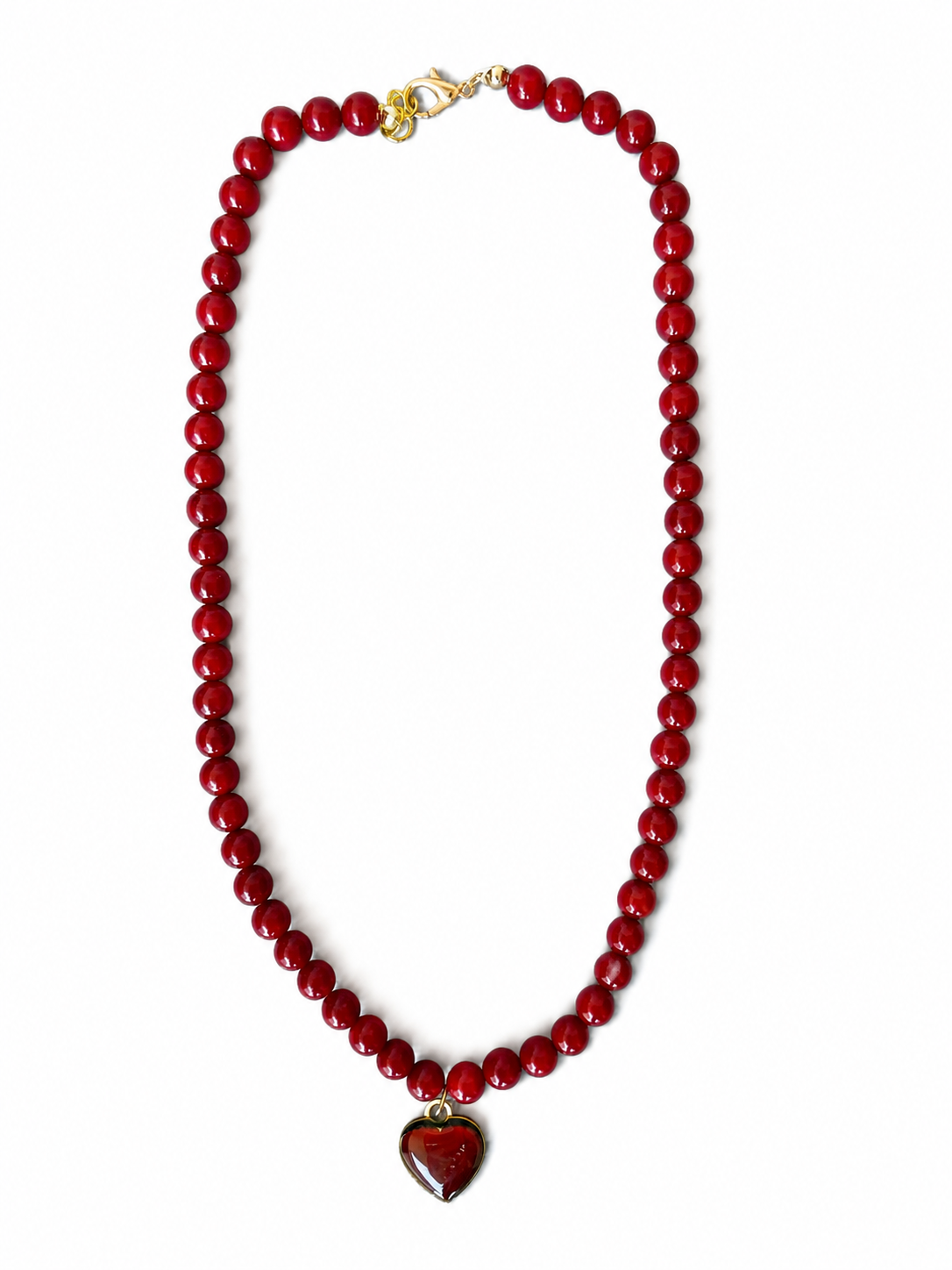 Collana in Agata rossa con ciondolo a cuore