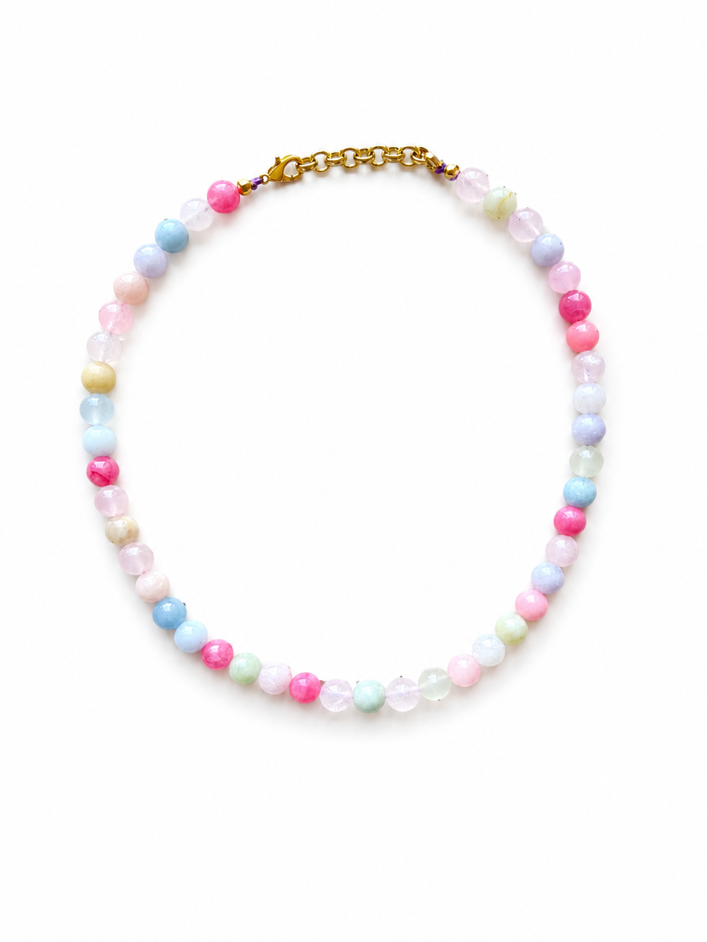 Collana pietre dure sfere in colori pastello