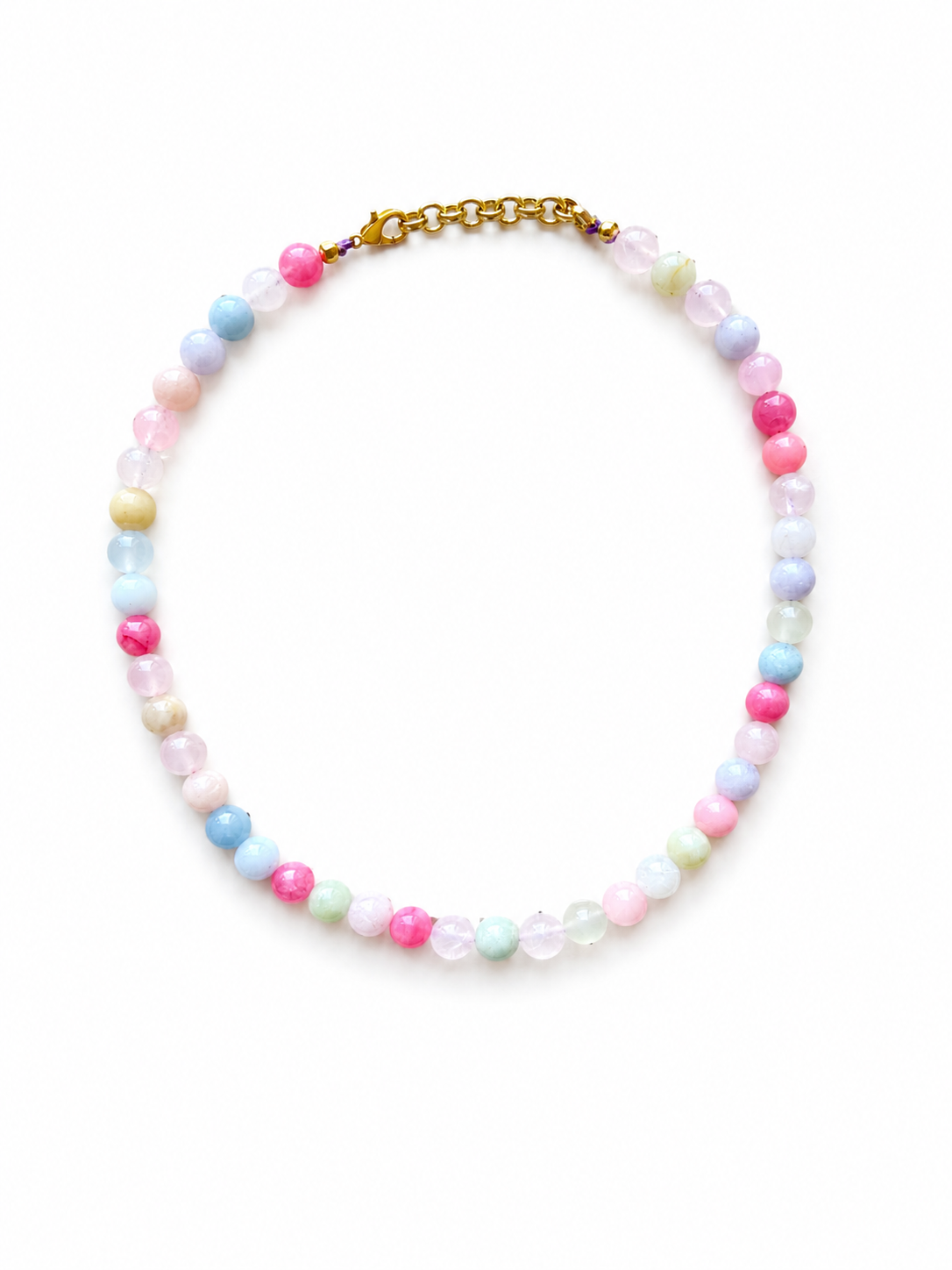 Collana pietre dure sfere in colori pastello