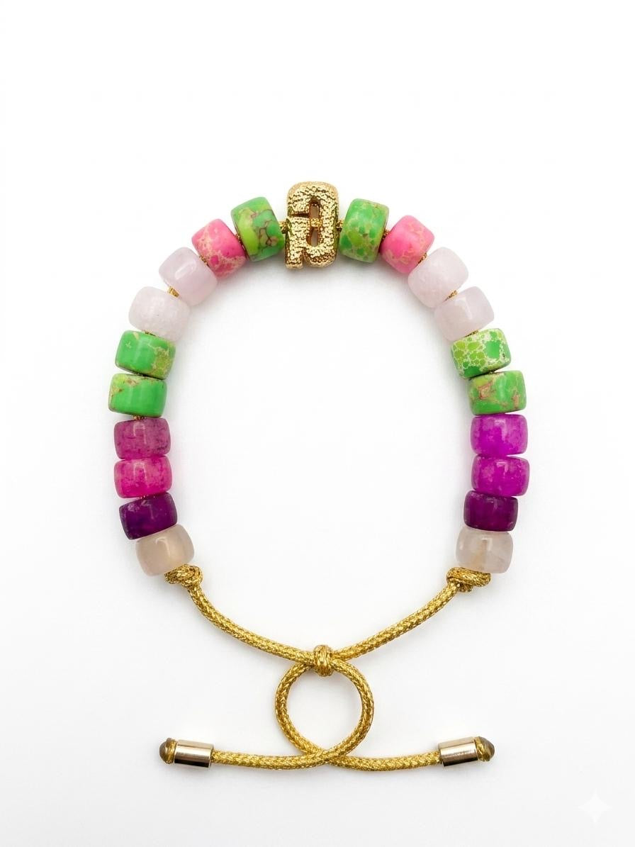 Bracciale beads colorati con iniziale