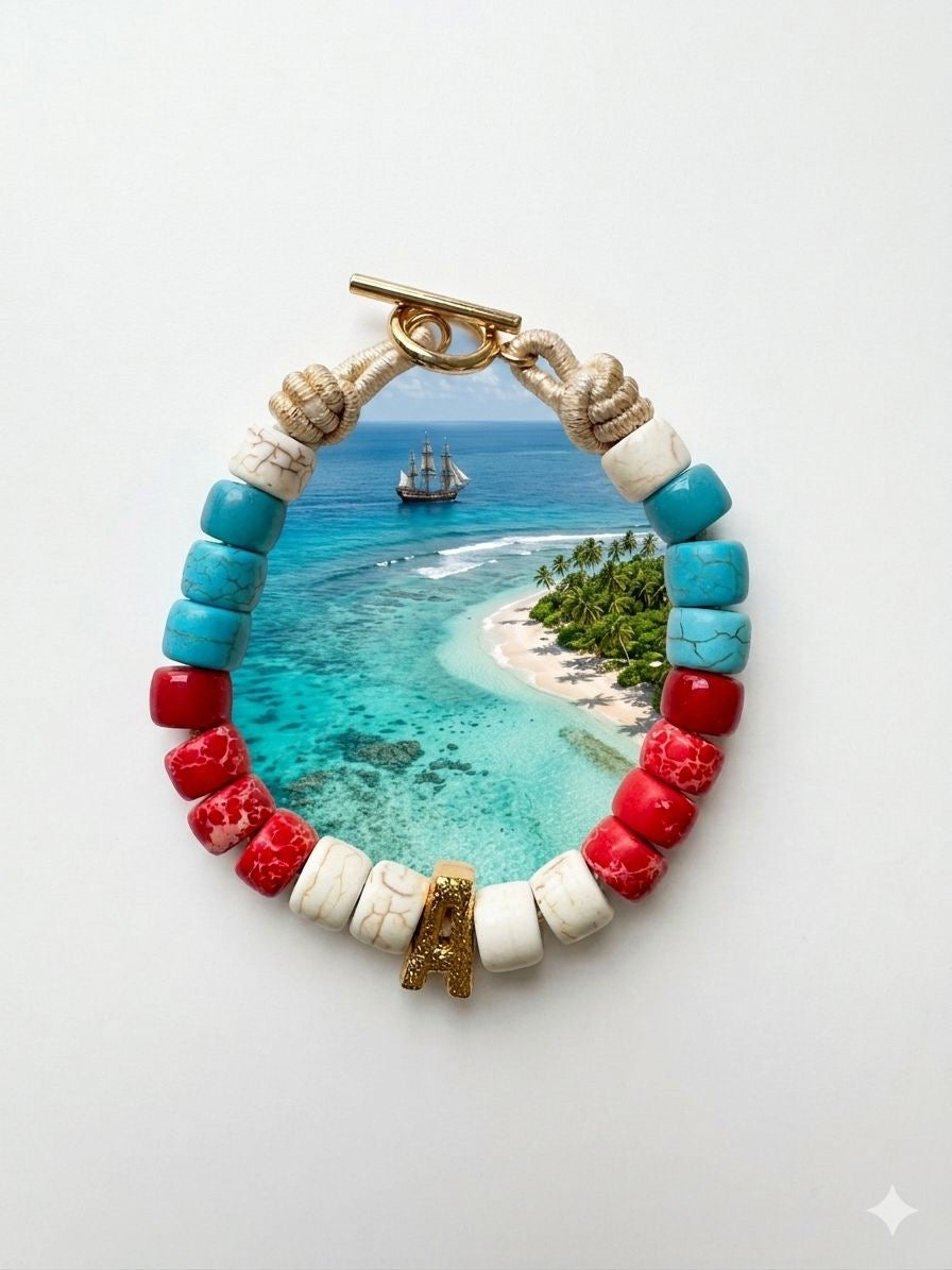 Bracciale beads colorati con lettera