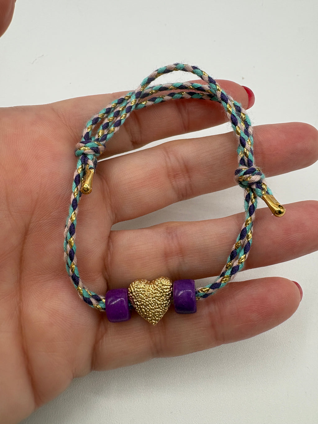 Bracciale beads con cuore dorato