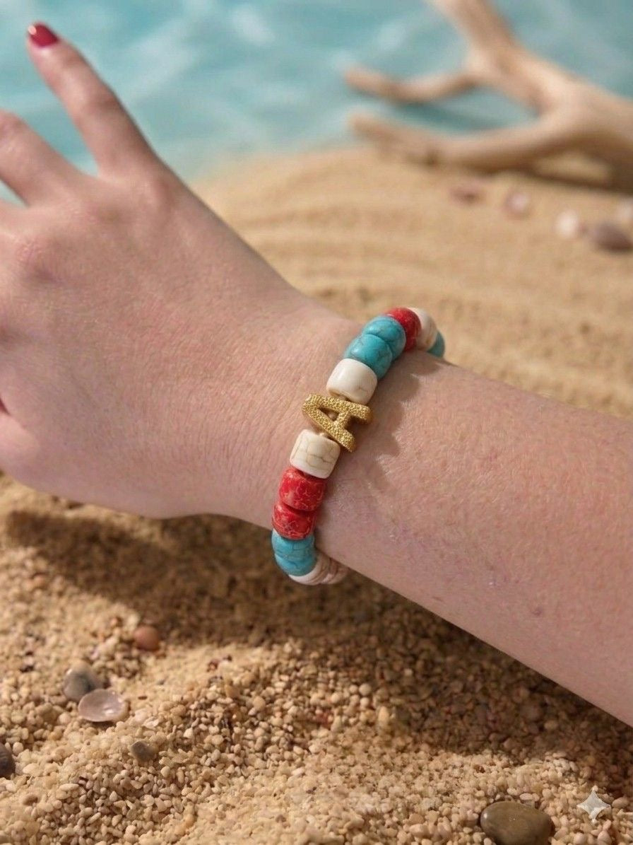 Bracciale beads colorati con lettera