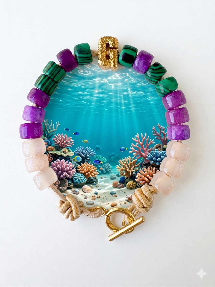 Bracciale beads colorati con iniziale