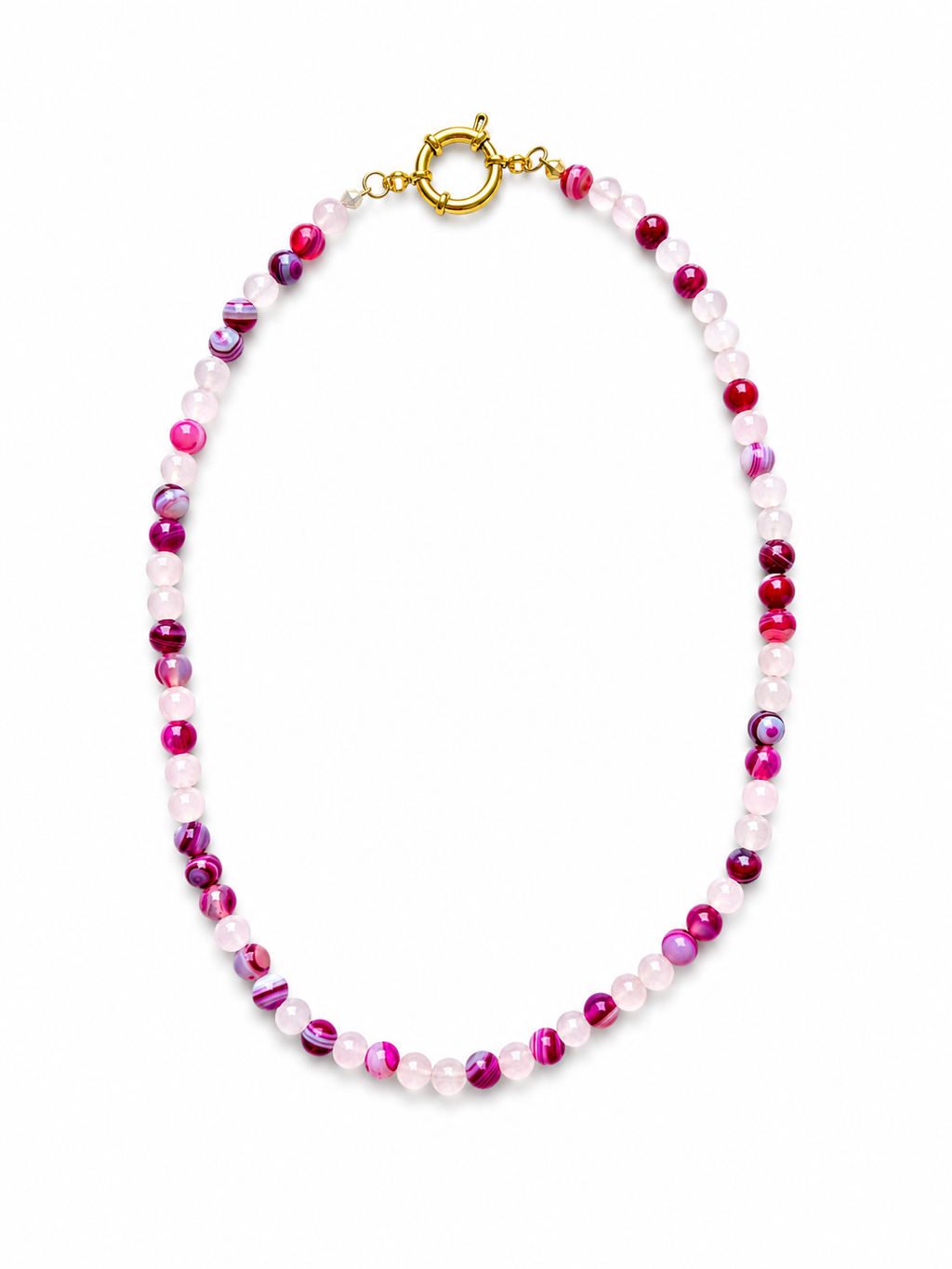 Collana Agata fucsia e quarzo rosa