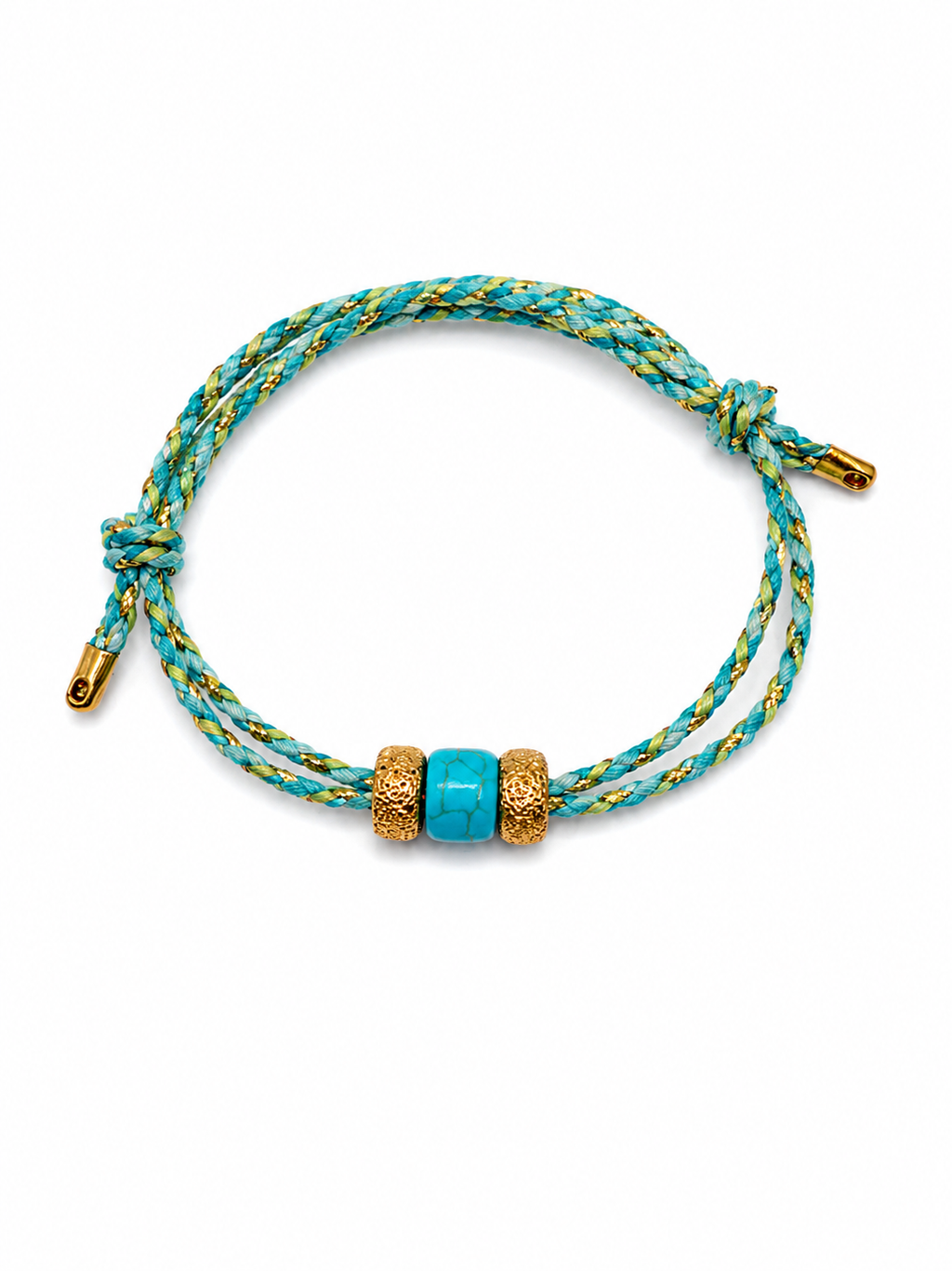 Bracciale con beads dorati e turchese
