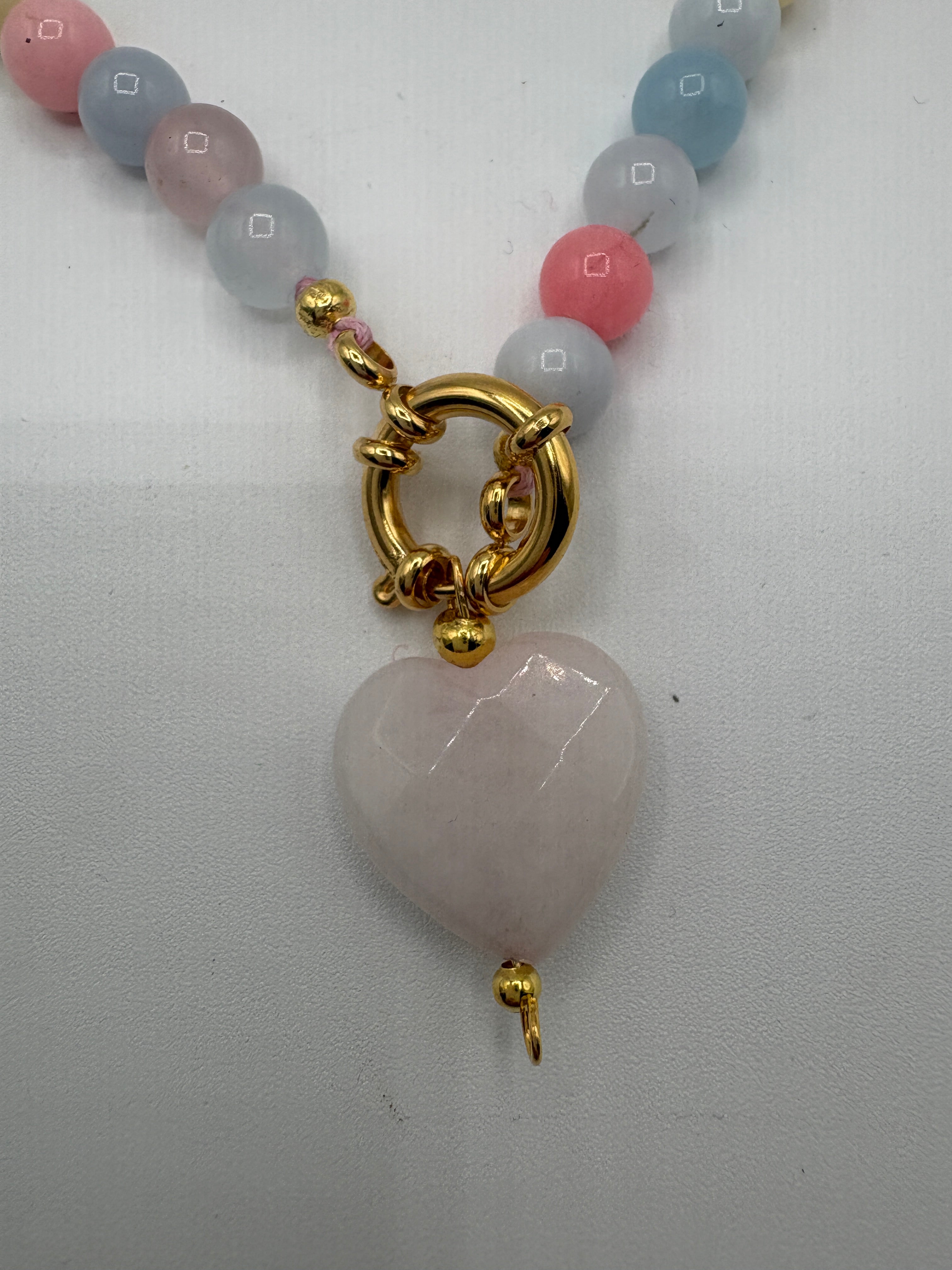 Collana quarzo rosa e Agata colorata