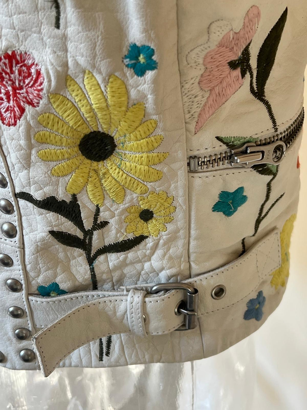 Asos giacca pelle ricamata a mano