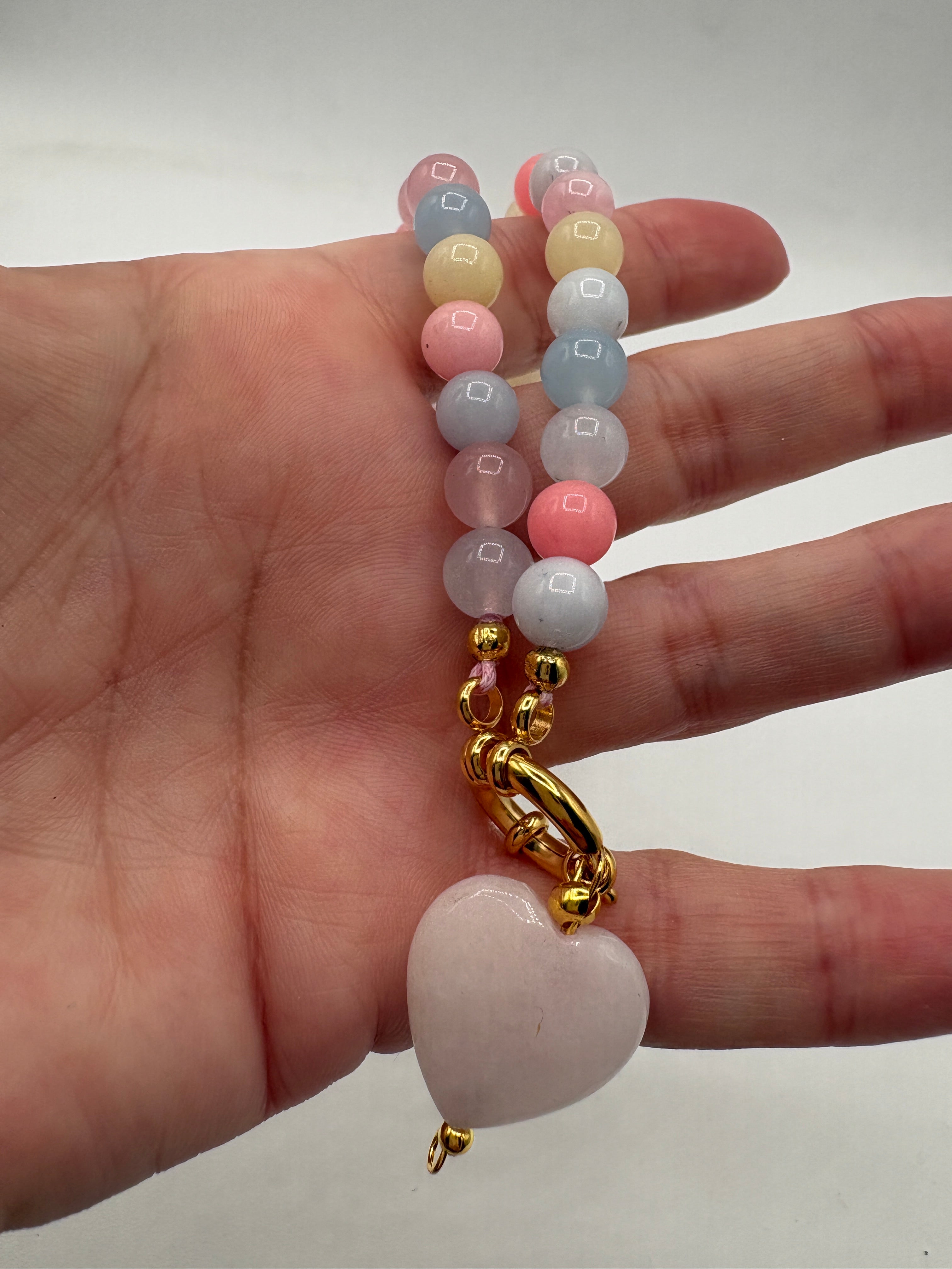 Collana quarzo rosa e Agata colorata