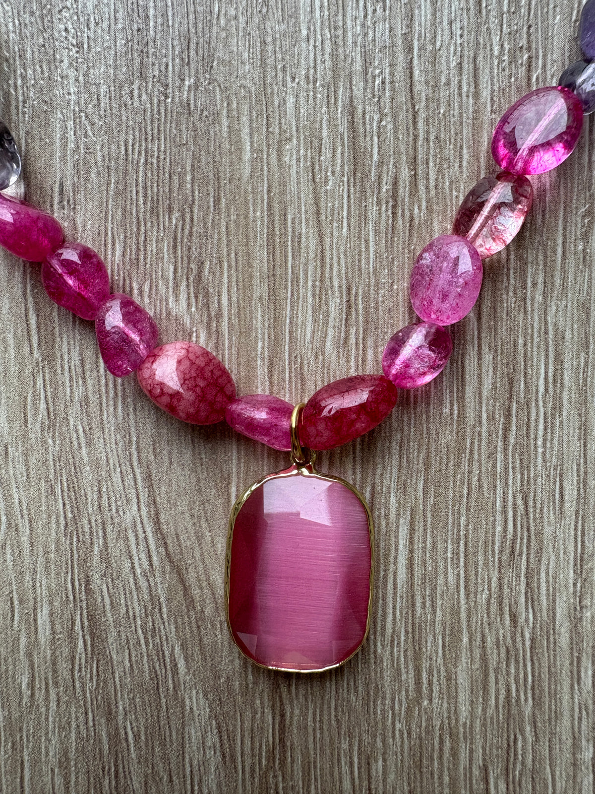 Collana cristallo di rocca e ametista