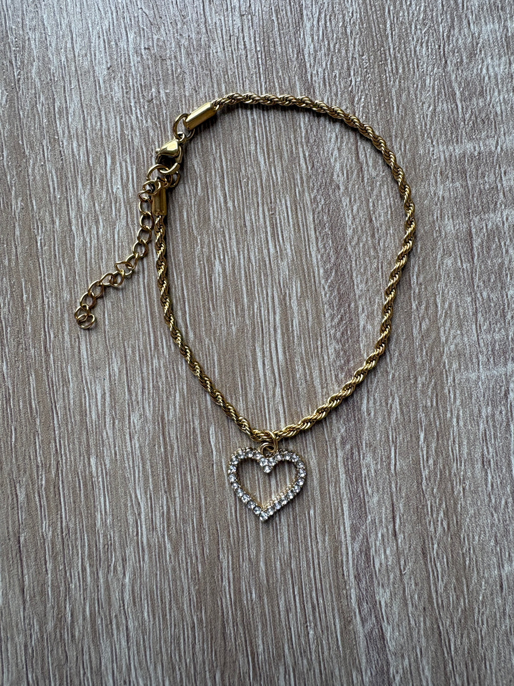 Bracciale maglia marinara , charm cuore