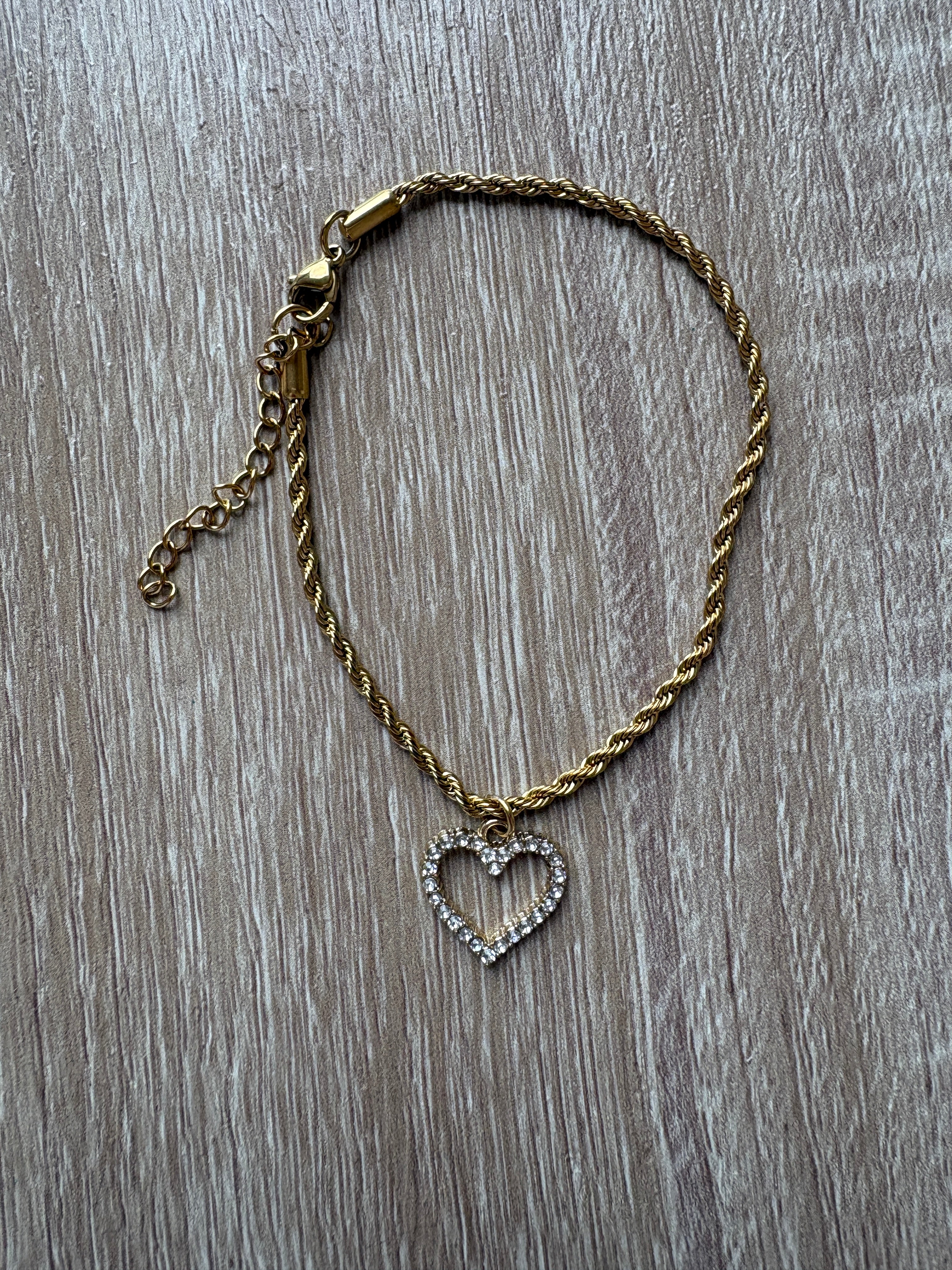 Bracciale maglia marinara , charm cuore