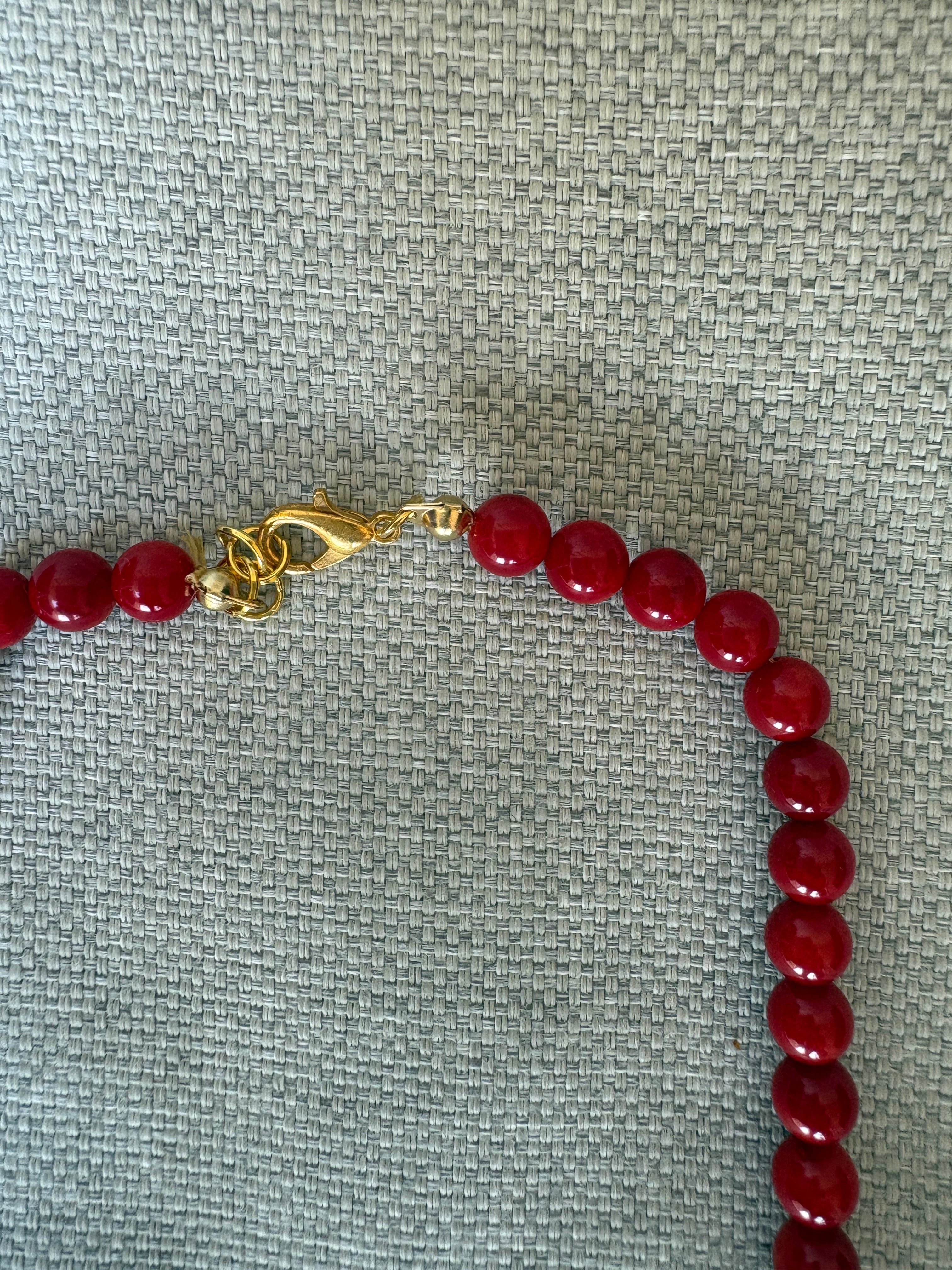 Collana in Agata rossa con ciondolo a cuore