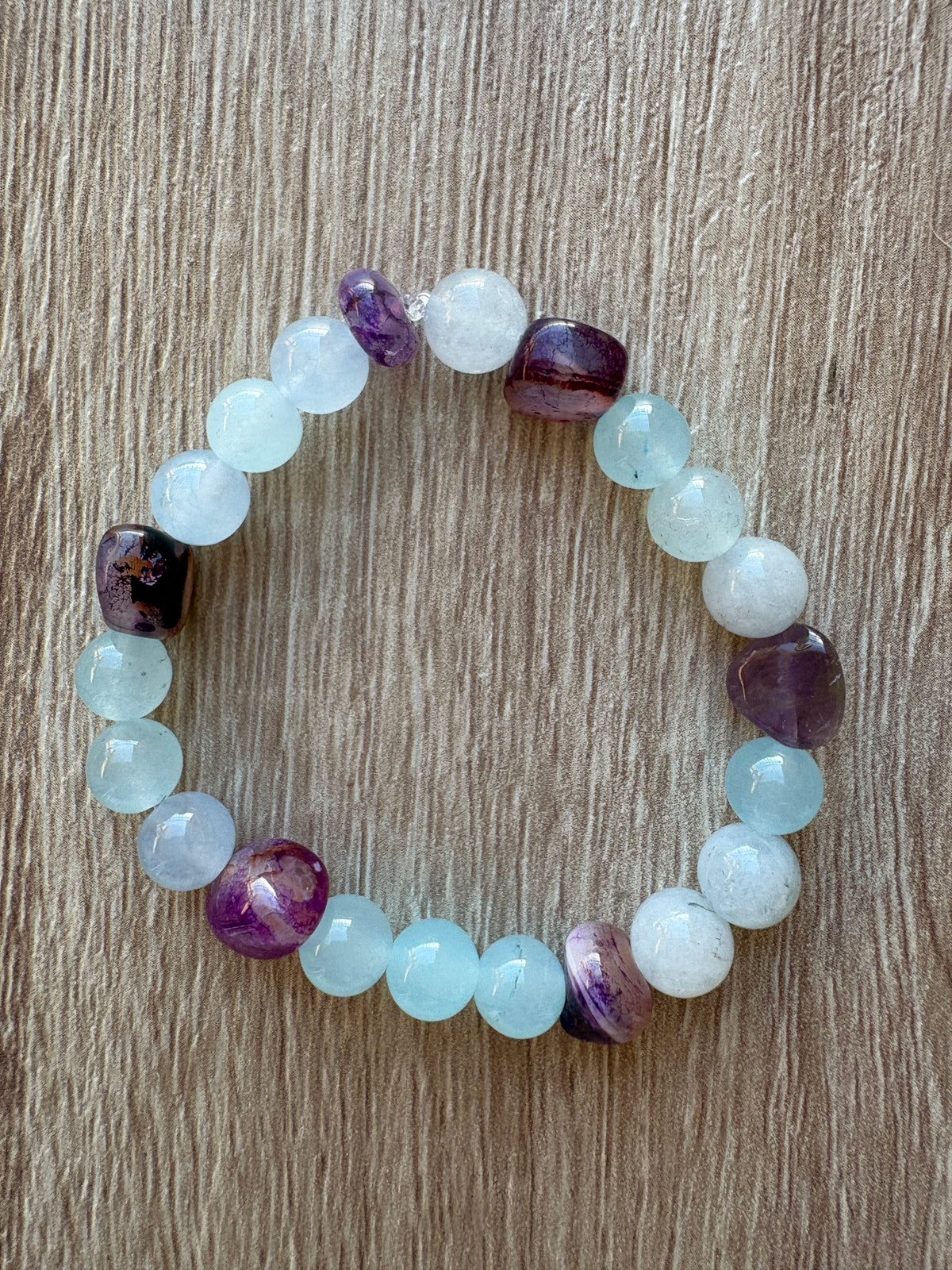 Bracciale calcedonio e ametista